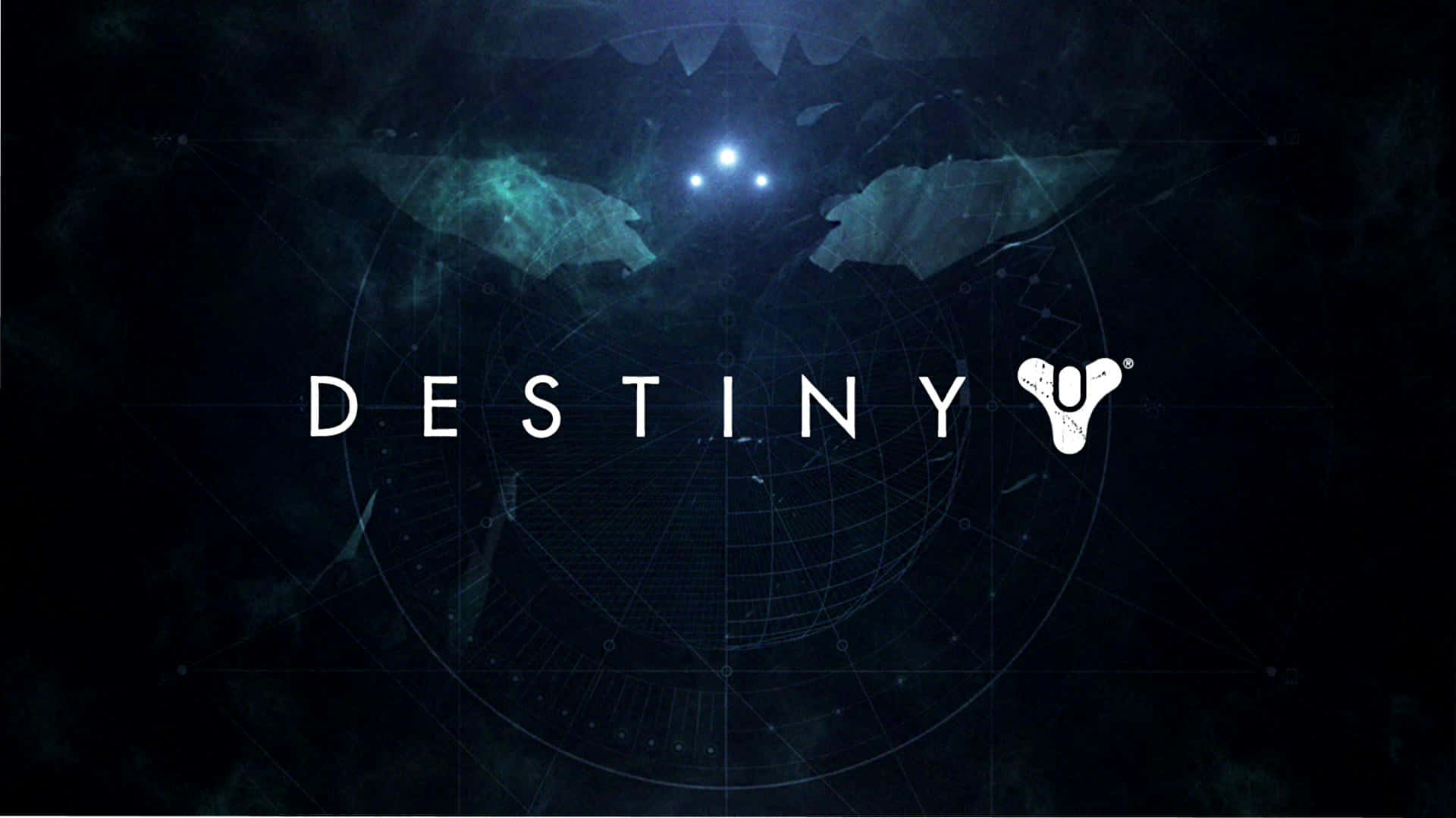 Destiny, teal wings, grid overlay, Full HD Desktop Wallpaper