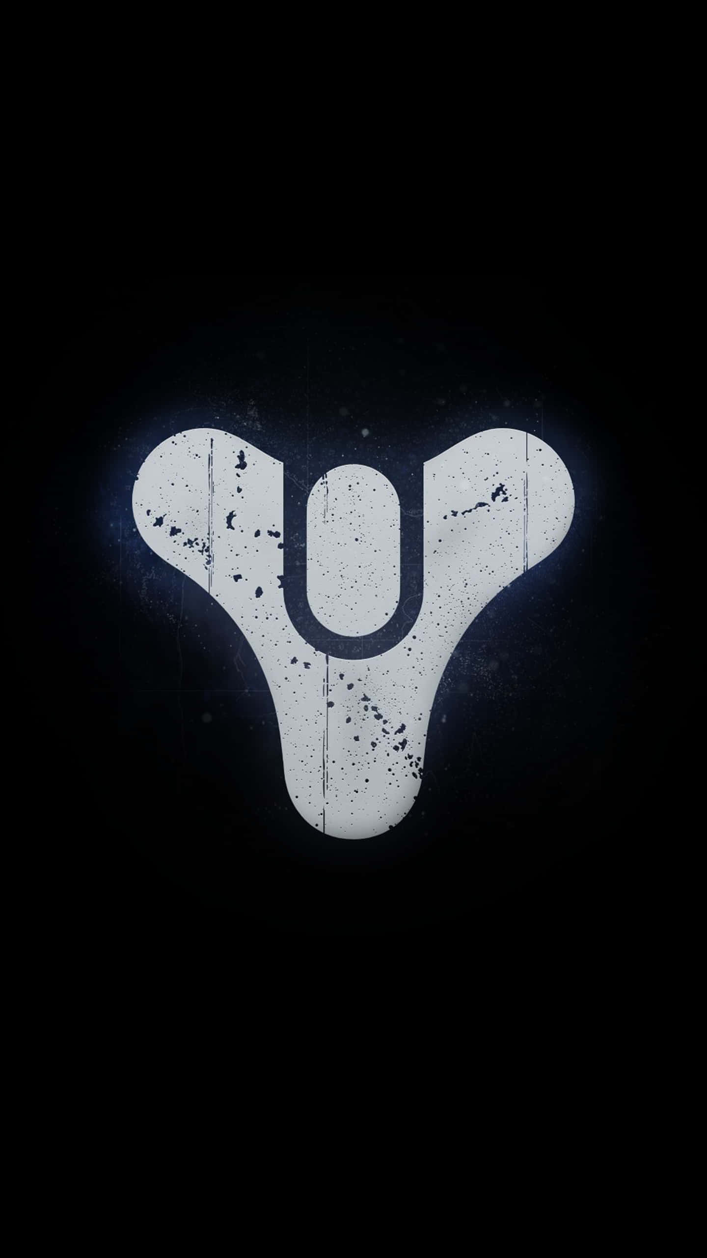 Destiny Logo, glowing white stylized Y logo, distressed texture, 2K Phone Wallpaper