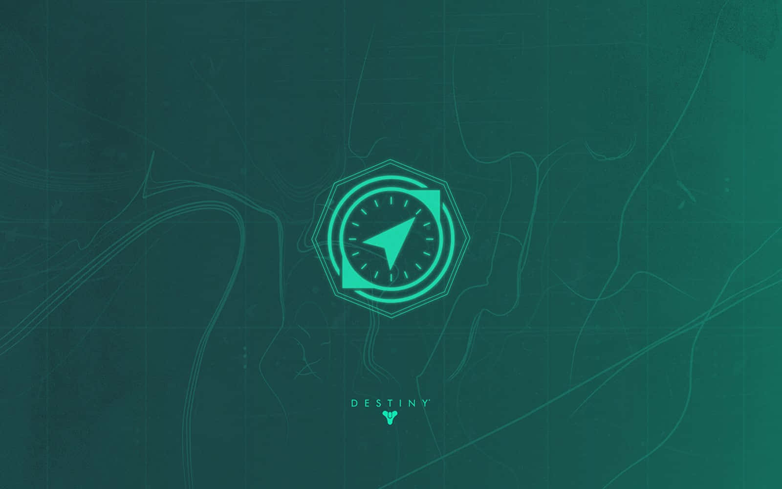 Destiny, teal compass rose, dark teal map grid, HD Desktop Wallpaper