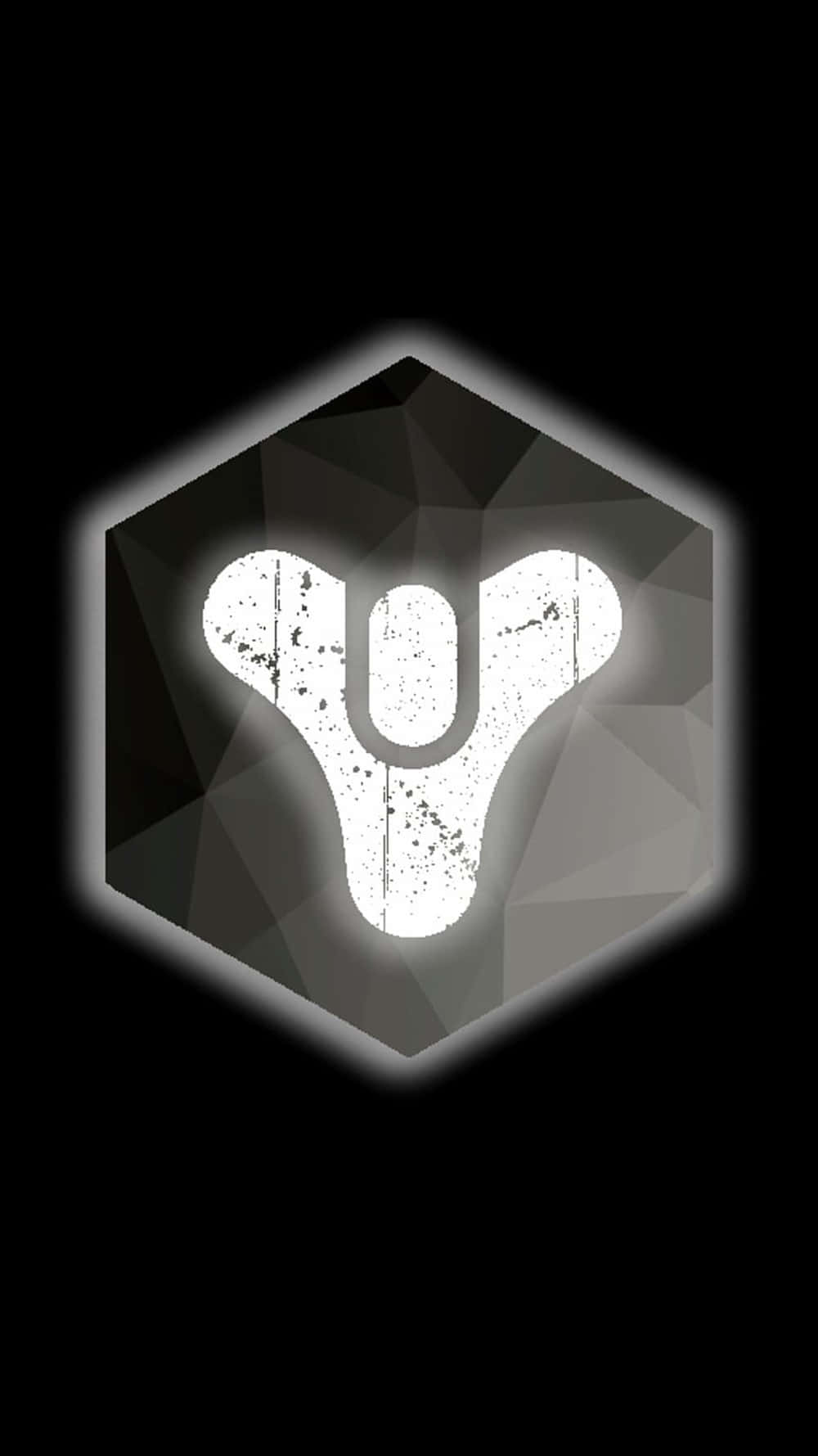 Destiny Logo, white hexagonal logo, glowing white stylized Y symbol, HD Phone Wallpaper