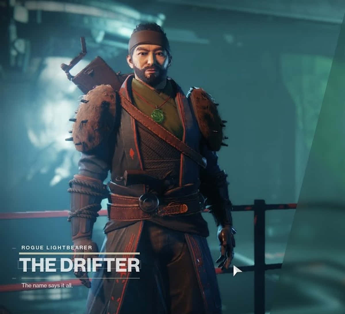 Destiny The Drifter, spiked leather armor, dim futuristic corridor, SD Desktop Wallpaper
