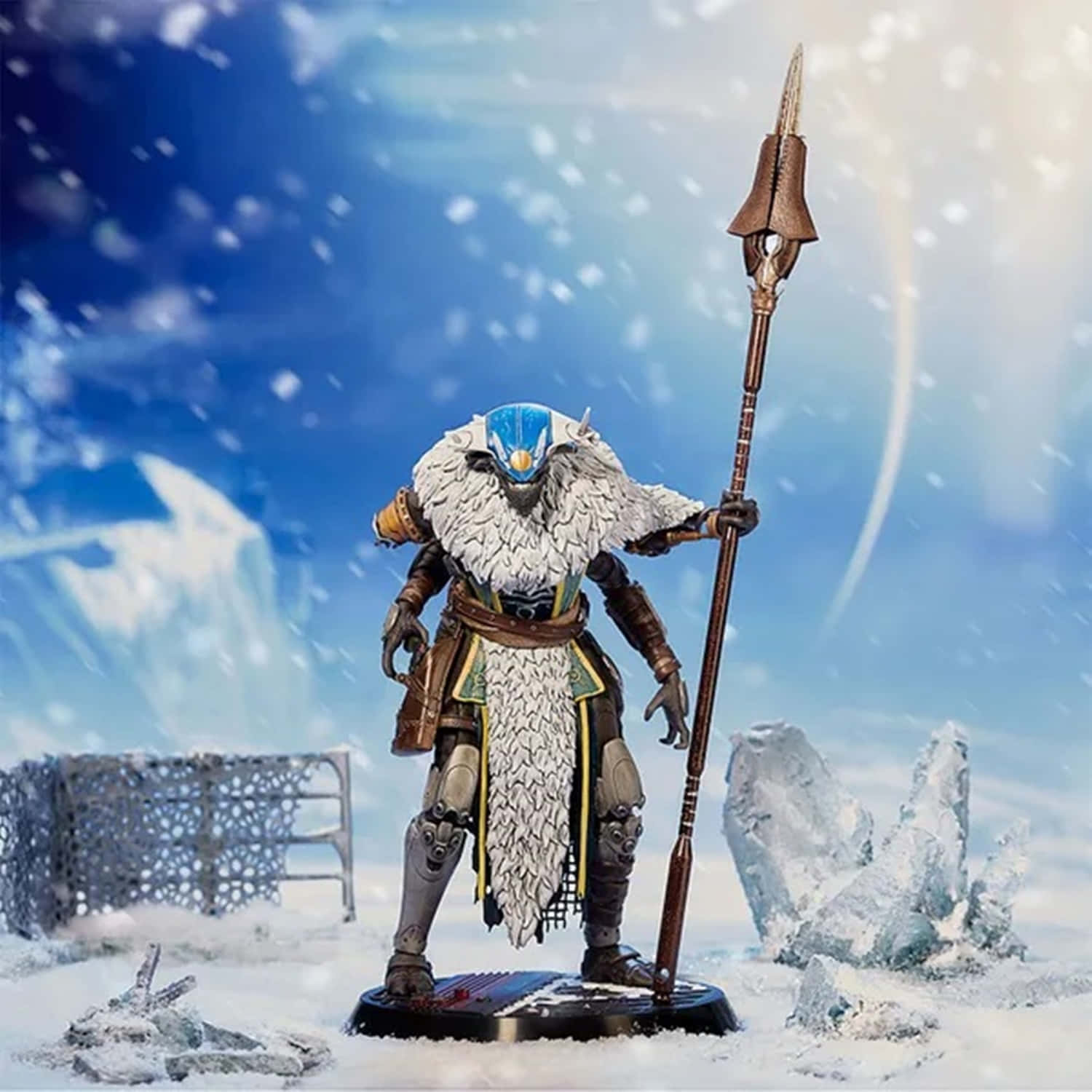 Destiny Variks, blue helmet, white fur armor, HD Desktop Wallpaper