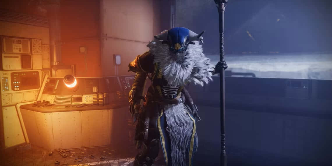 Destiny Variks, full battle gear, horned armored warrior, SD Desktop Wallpaper