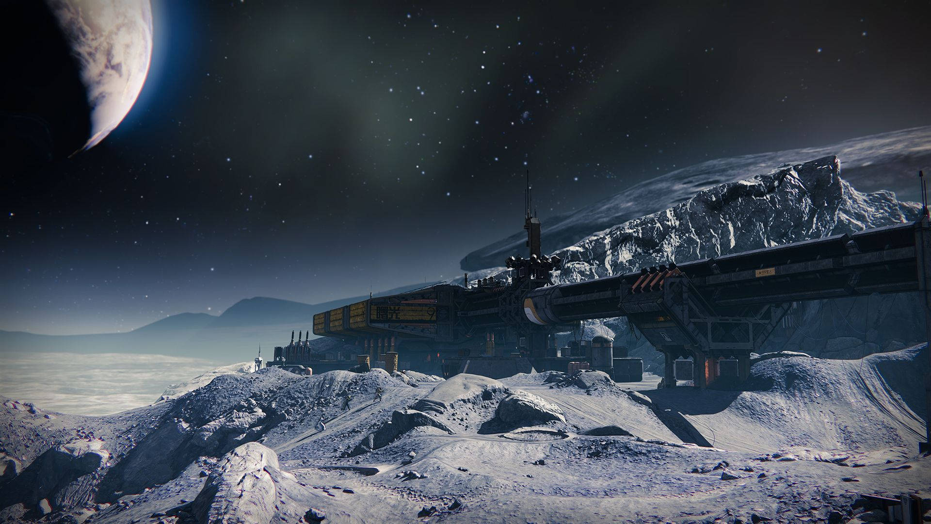 Destiny, Moon, futuristic space station, Full HD Desktop Wallpaper