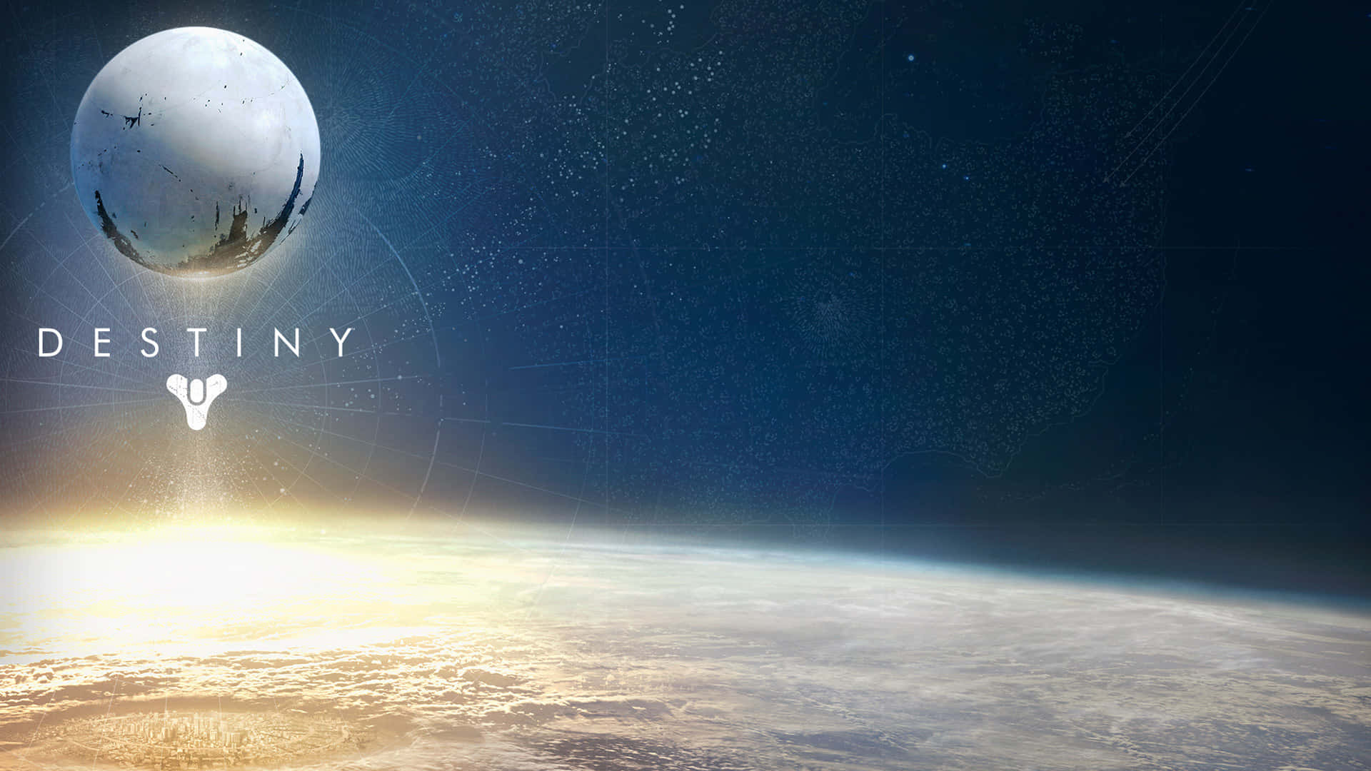 Destiny, planet, massive moon, Full HD Desktop Wallpaper