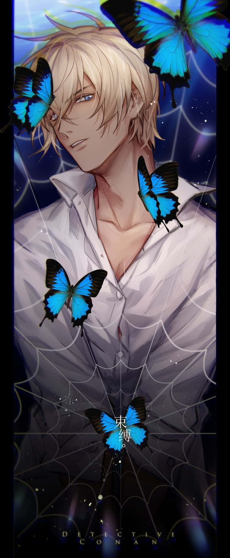 Rei Furuya, blonde anime man, white shirt, Full HD Phone Wallpaper