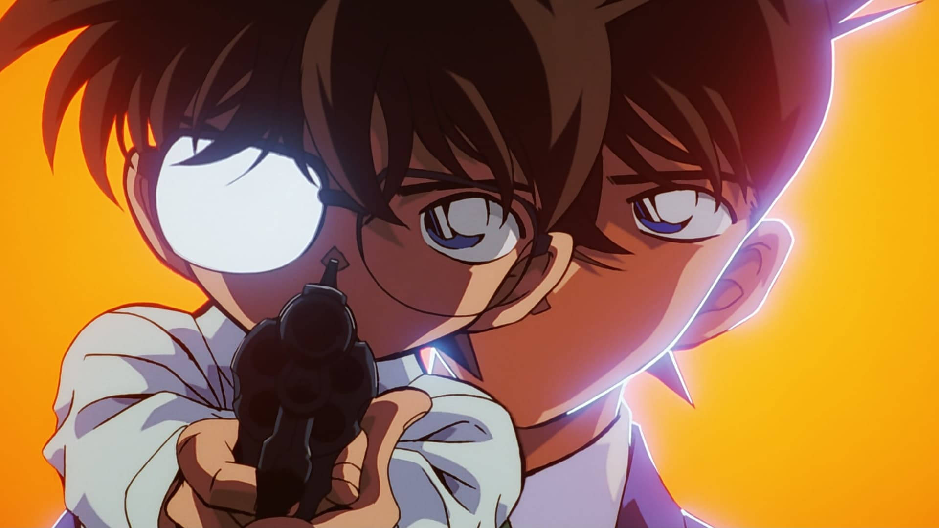 Detective Conan, anime boy with glasses, gun, Full HD Desktop Wallpaper