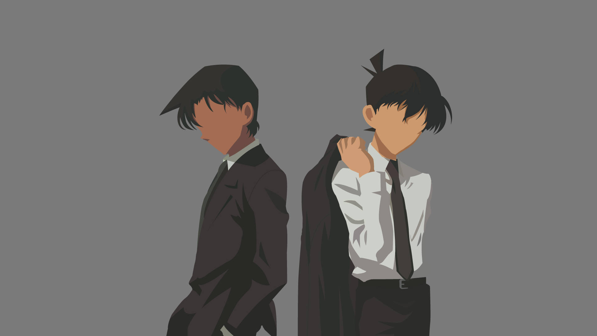 Detective Conan, minimalist vector art, anime boys, Full HD Desktop Wallpaper