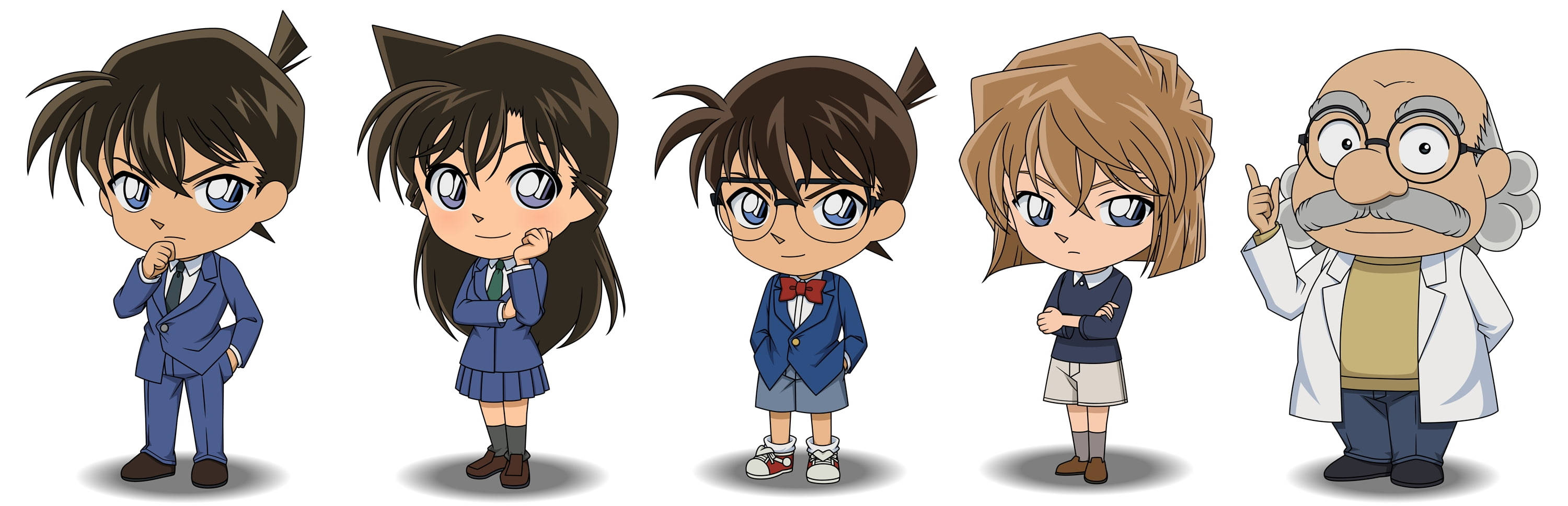 Detective Conan, chibi characters, anime characters, 2K Desktop Wallpaper