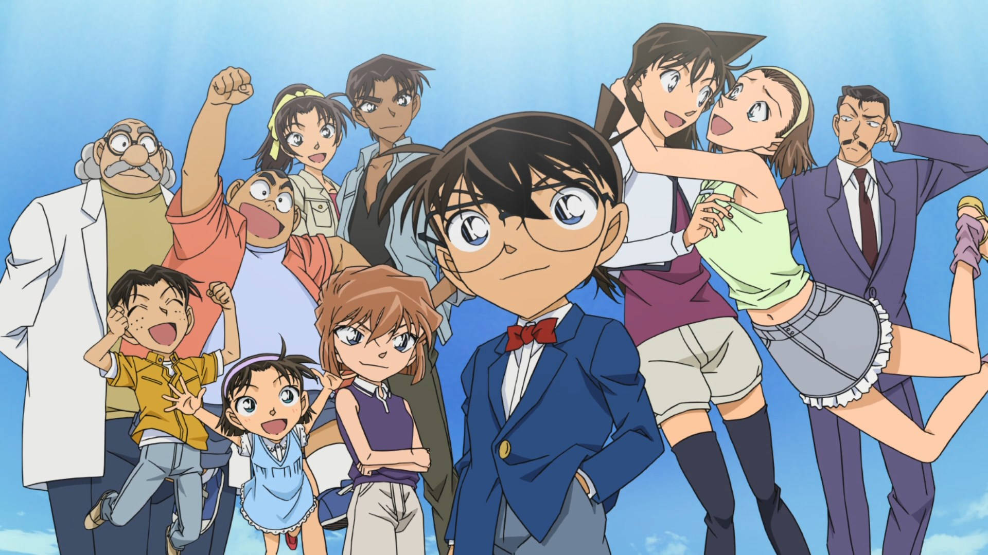 Detective Conan, friends, vibrant anime group shot, Full HD Desktop Wallpaper