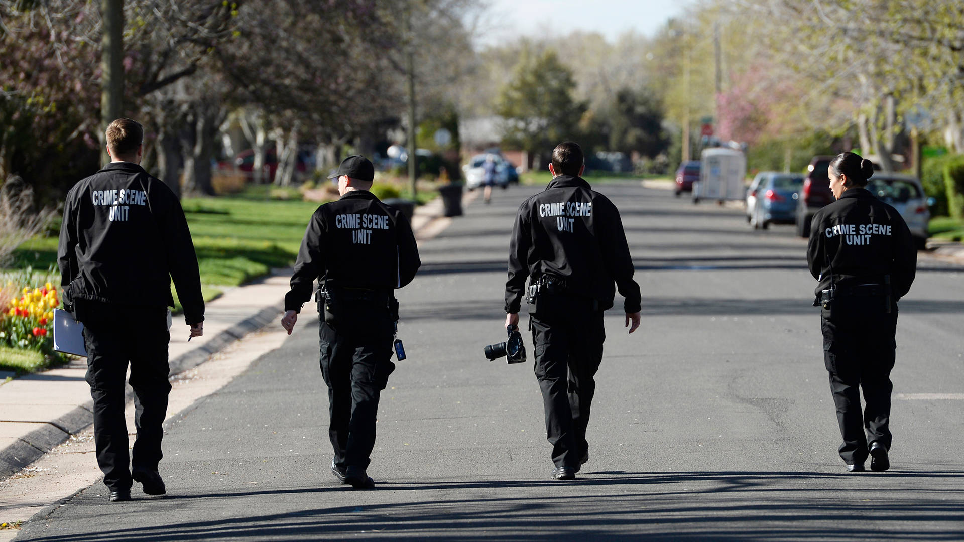 Detective, crime scene unit investigators, black jackets, Full HD Desktop Wallpaper