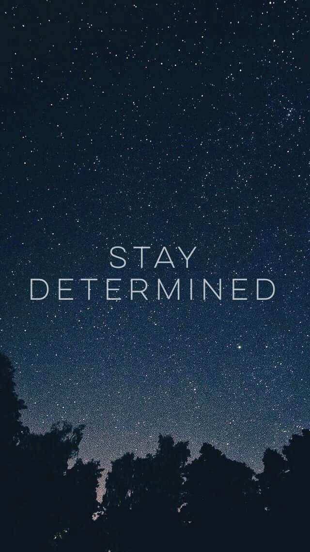Starry Night Sky, stay determined, white text, SD Phone Wallpaper