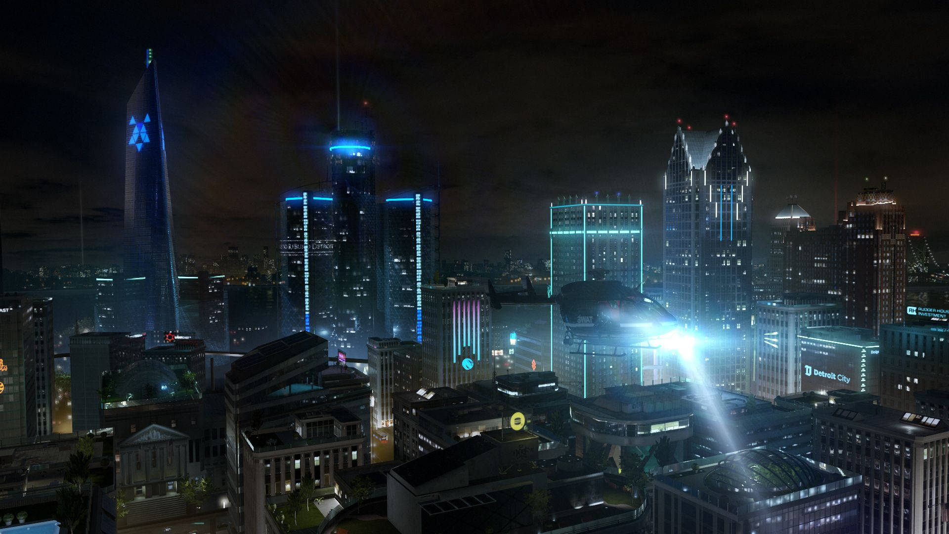 Detroit Become Human, city, night, Full HD Desktop Wallpaper
