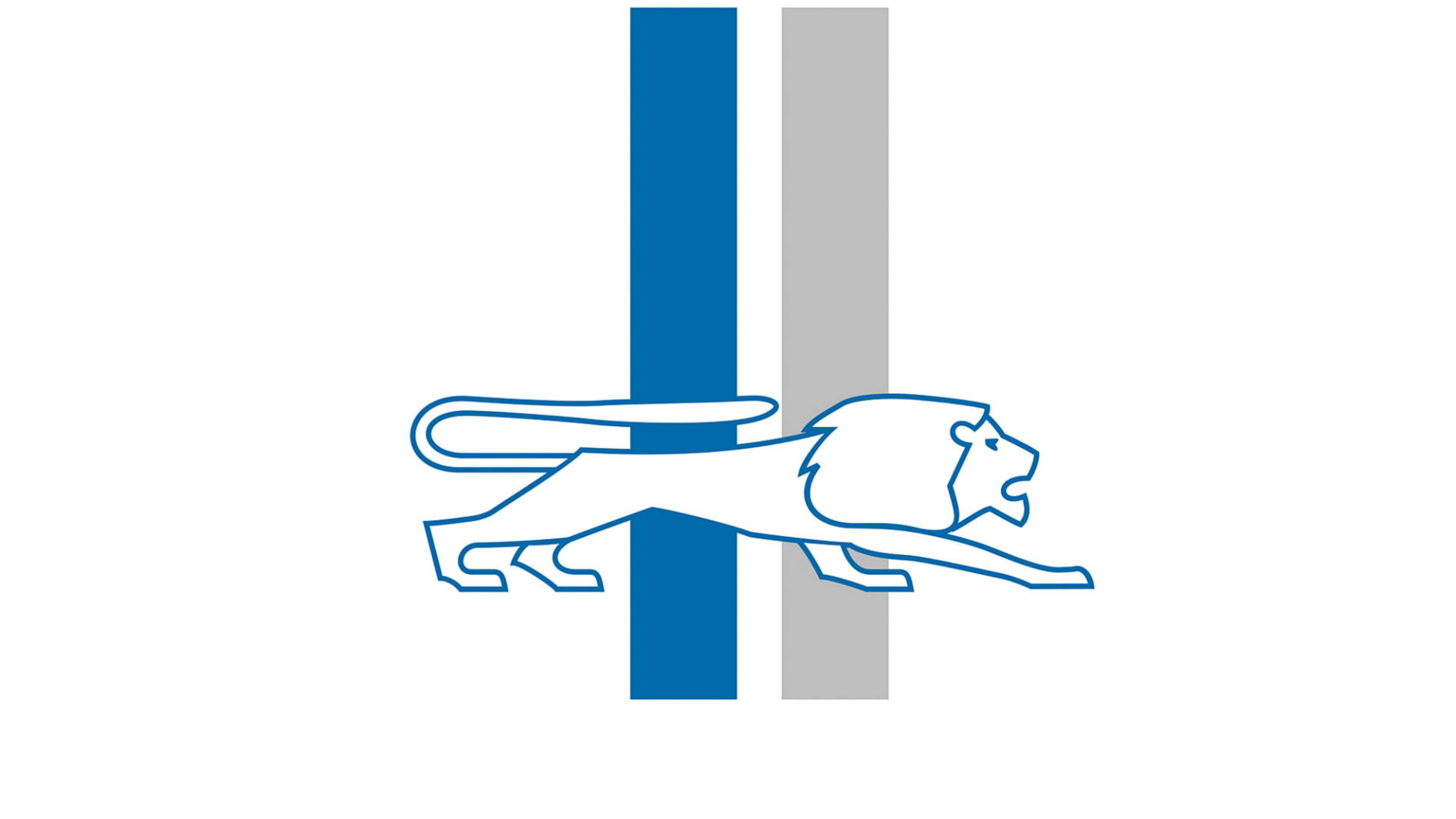 Detroit Lions, 1946-1969 logo, blue outlined lion, 4K Desktop Wallpaper