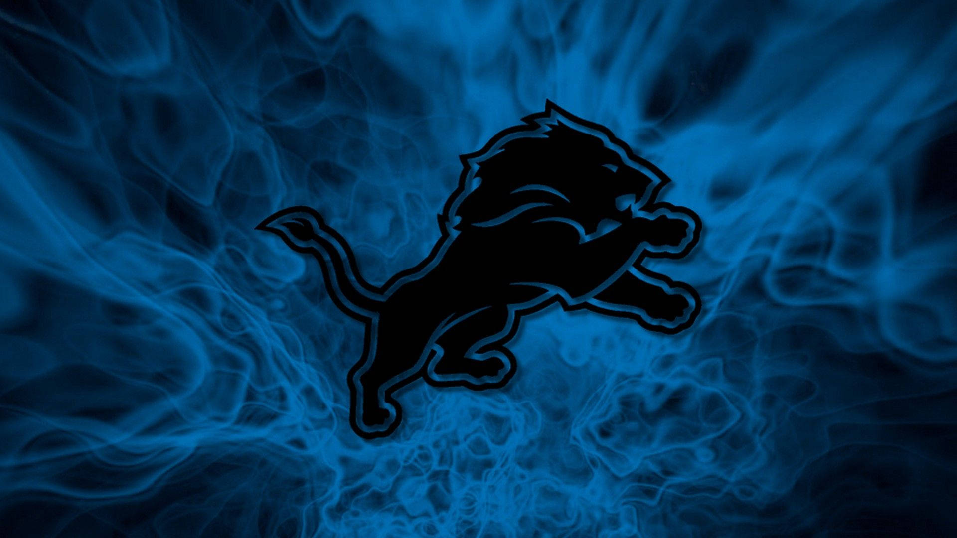 Detroit Lions, leaping lion logo, blue outline, Full HD Desktop Wallpaper