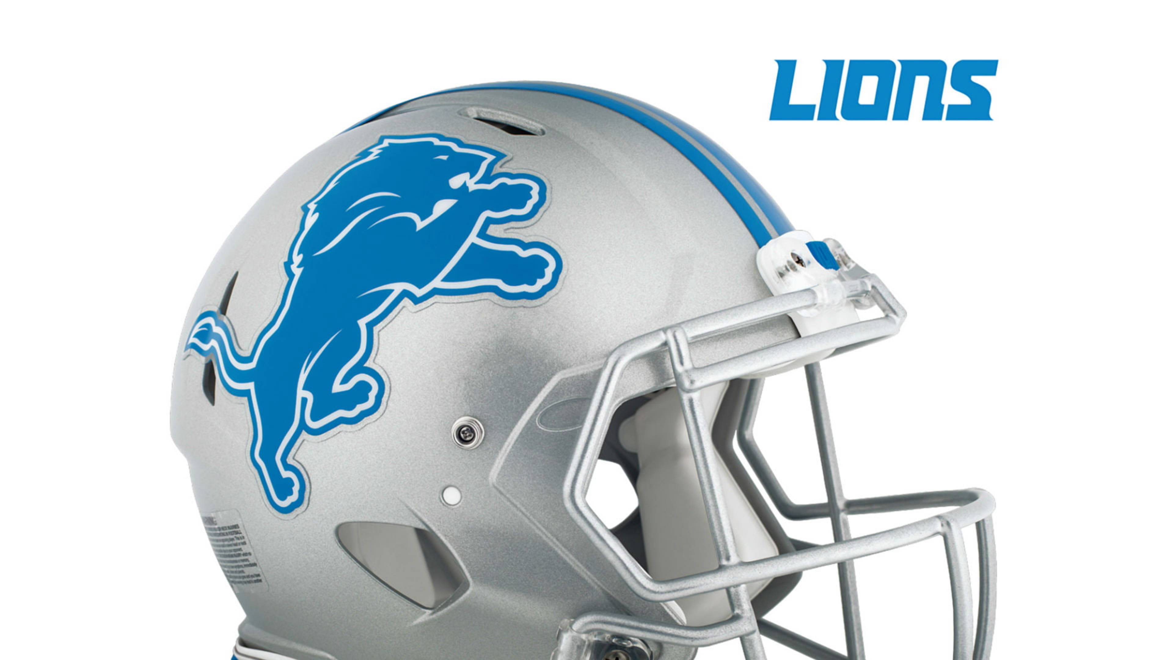 Detroit Lions, silver, blue leaping lion logo, 4K Desktop Wallpaper