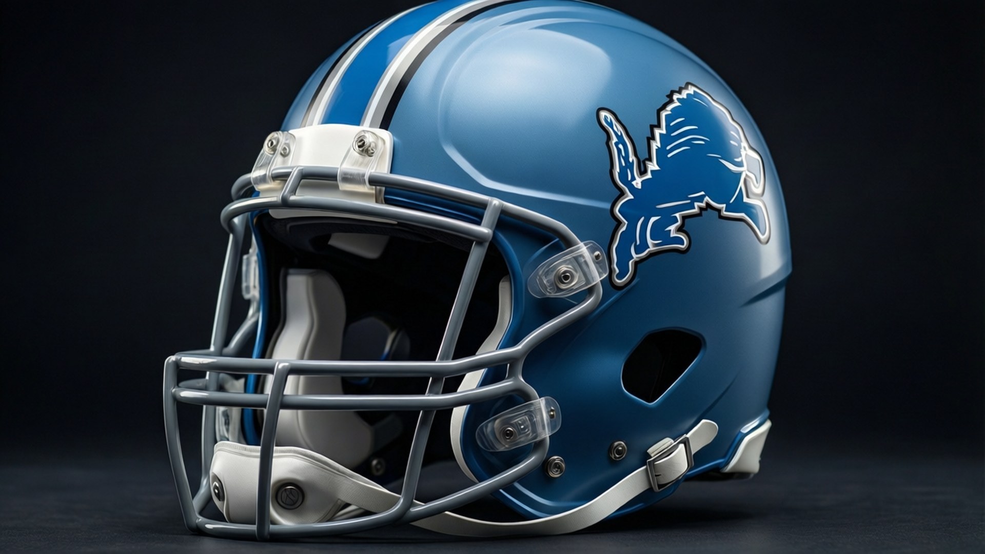 Detroit Lions, glossy blue, silver accents, Full HD Desktop Wallpaper