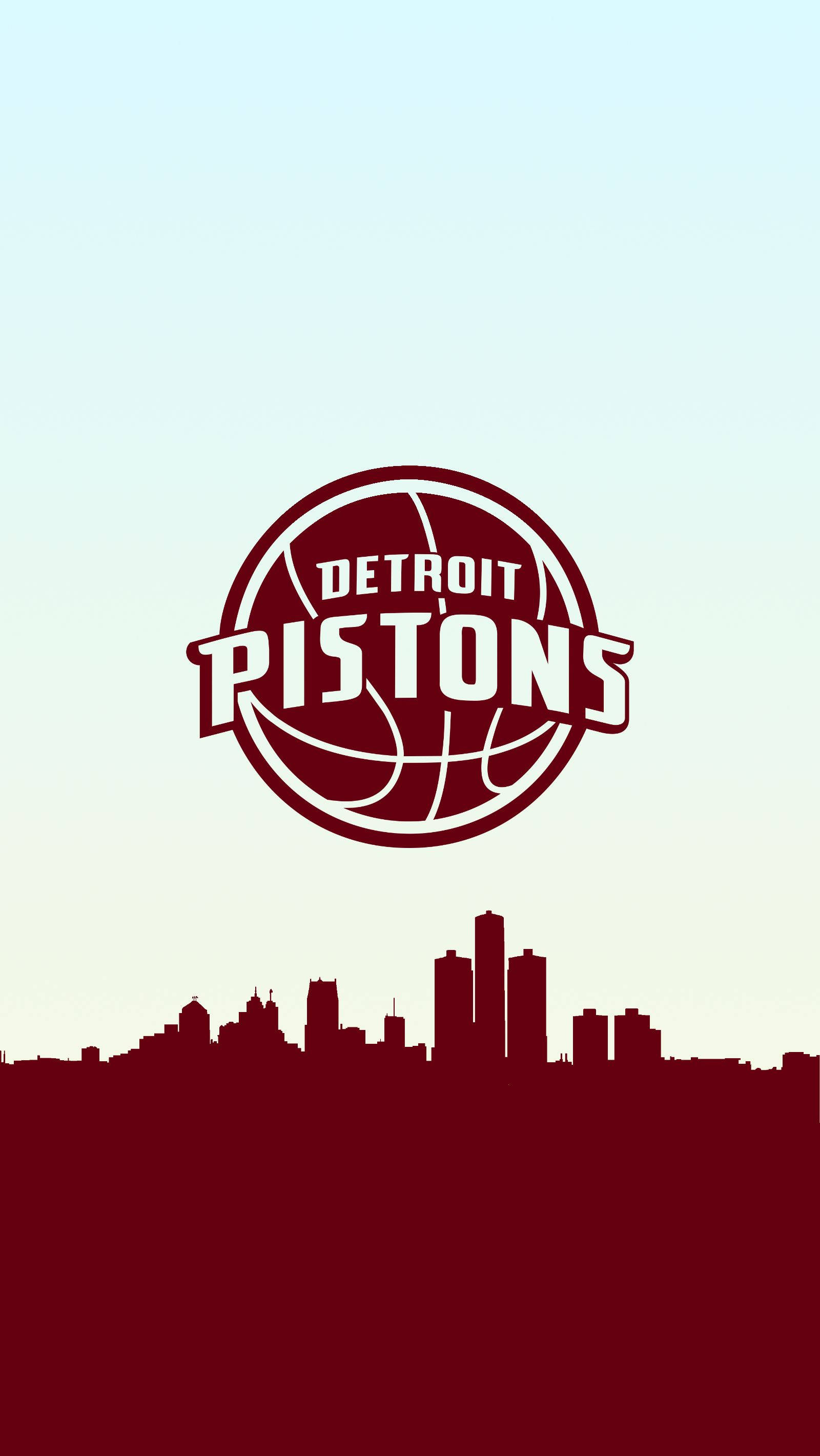 Detroit Pistons, reddish brown logo, maroon city skyline, 2K Phone Wallpaper