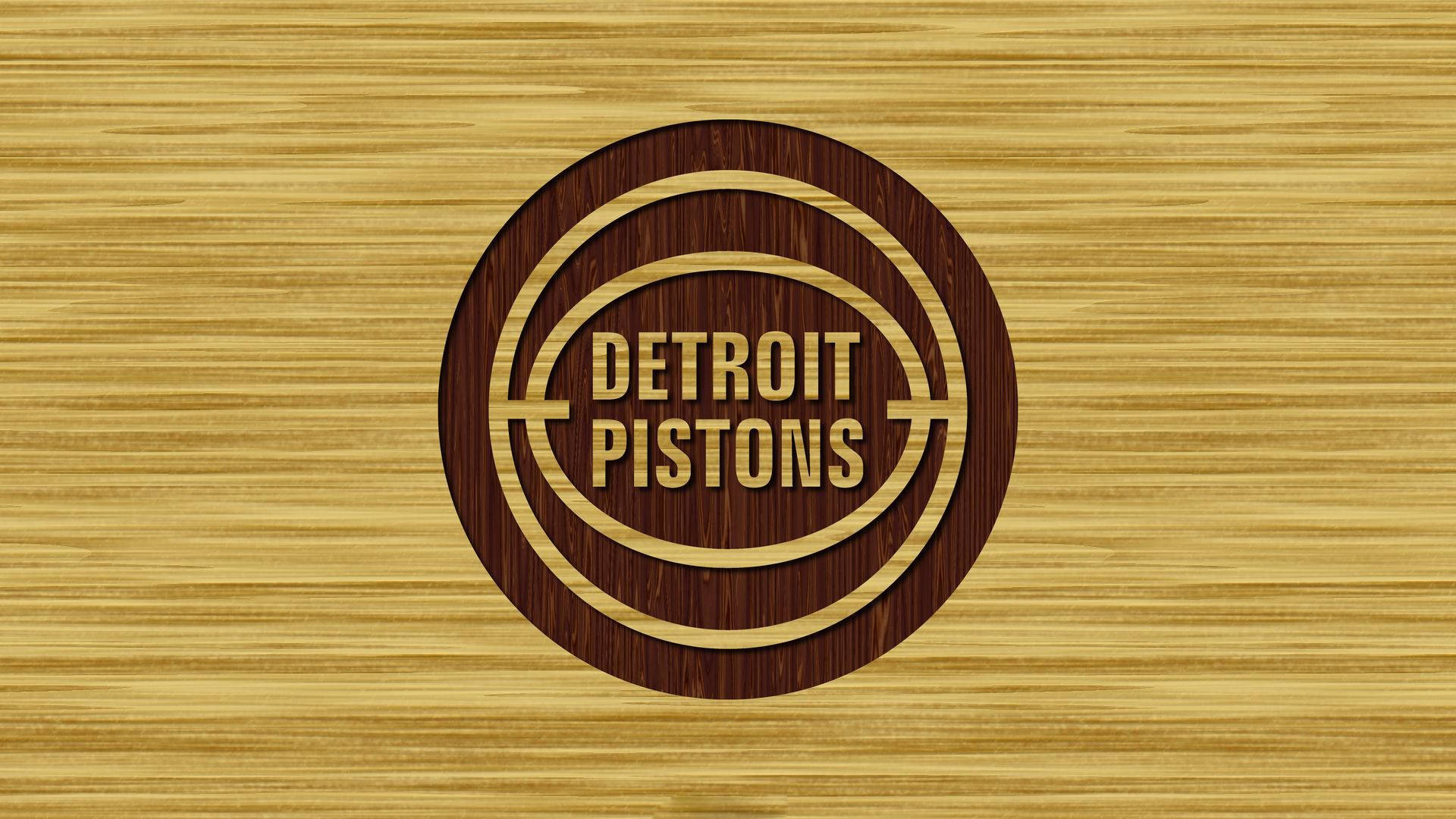 Detroit Pistons, wooden logo, dark wood, Full HD Desktop Wallpaper