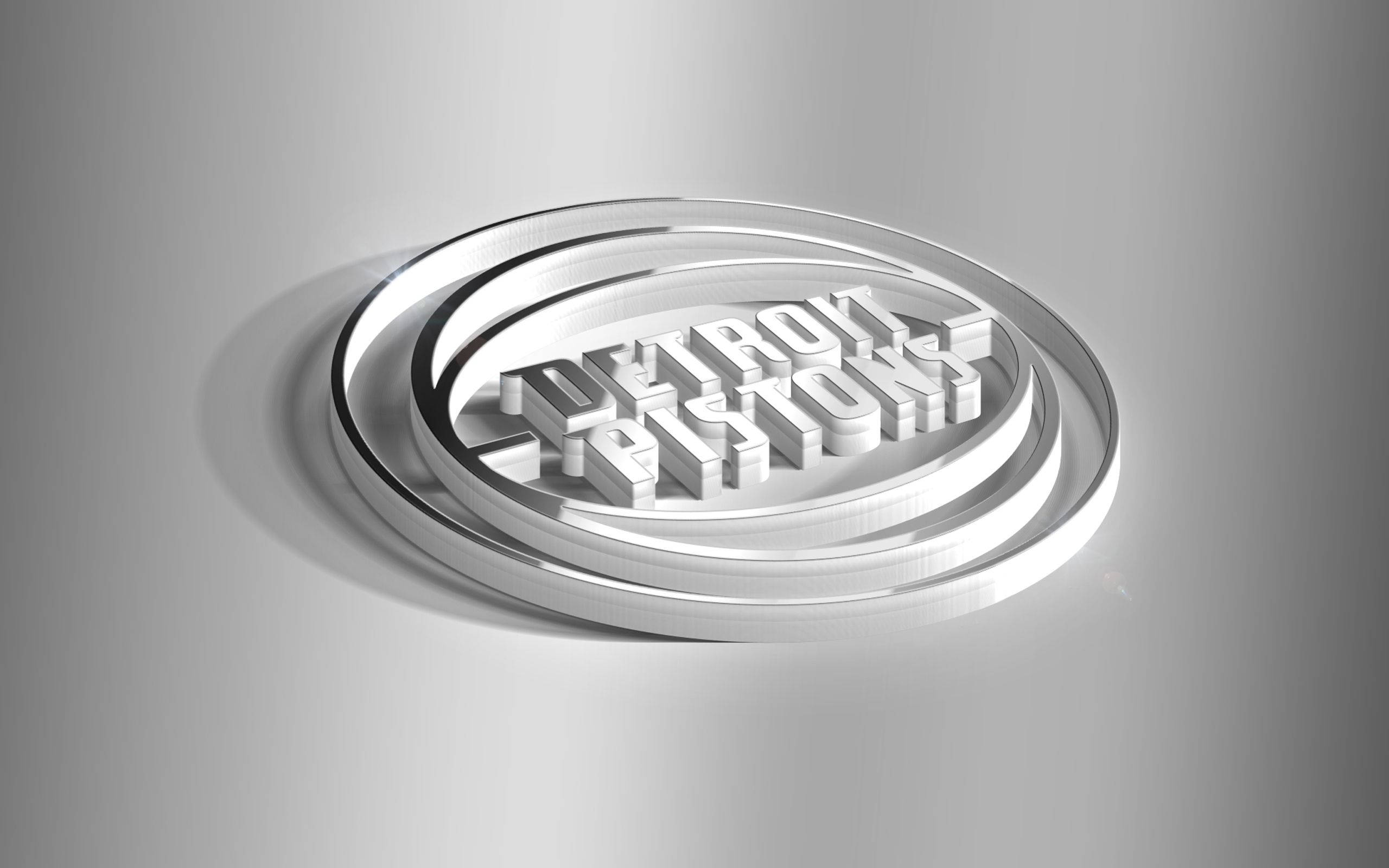 Detroit Pistons, all white logo, metallic rings, 2K Desktop Wallpaper
