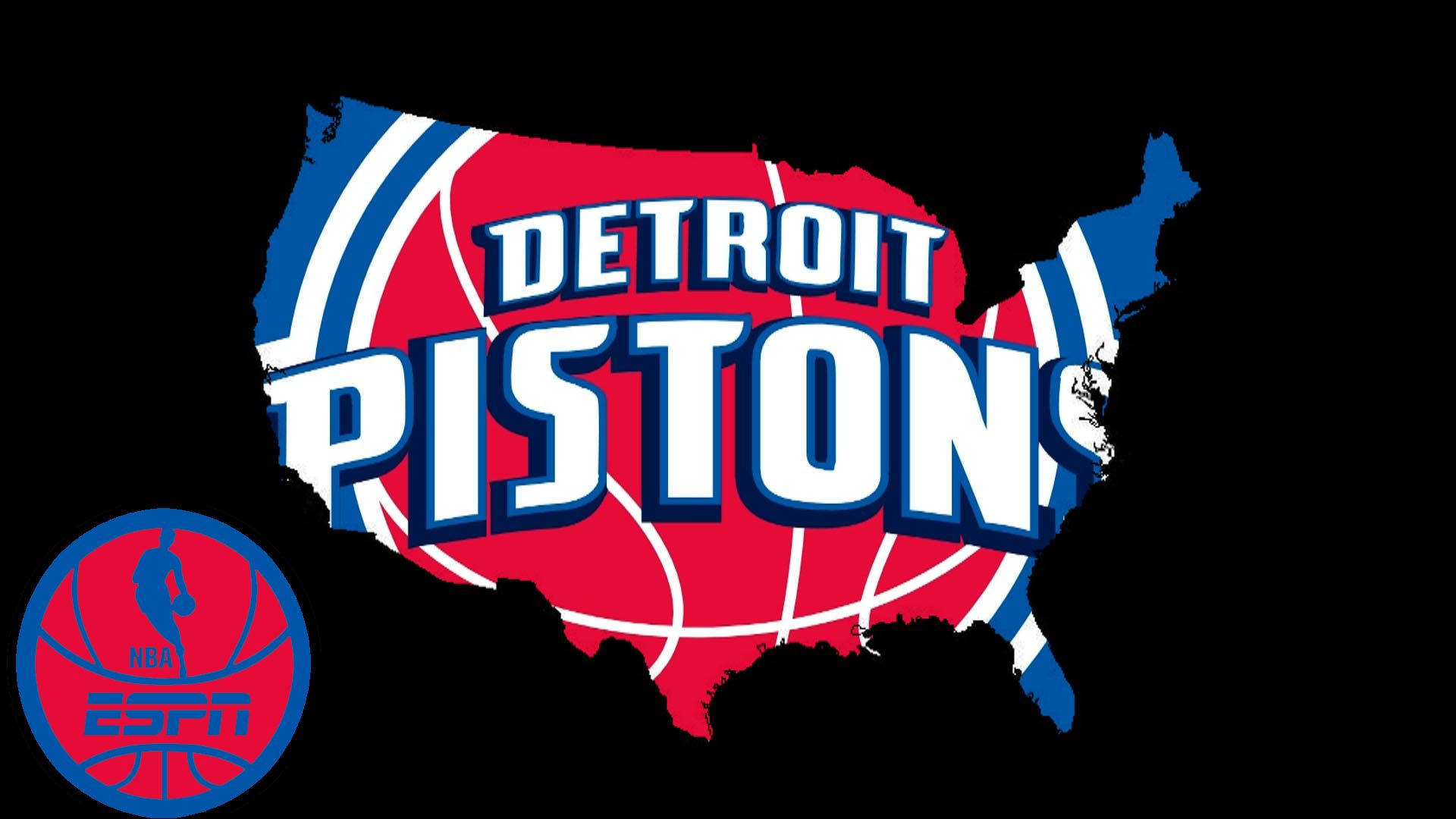 Detroit Pistons, USA map, red blue and white, Full HD Desktop Wallpaper