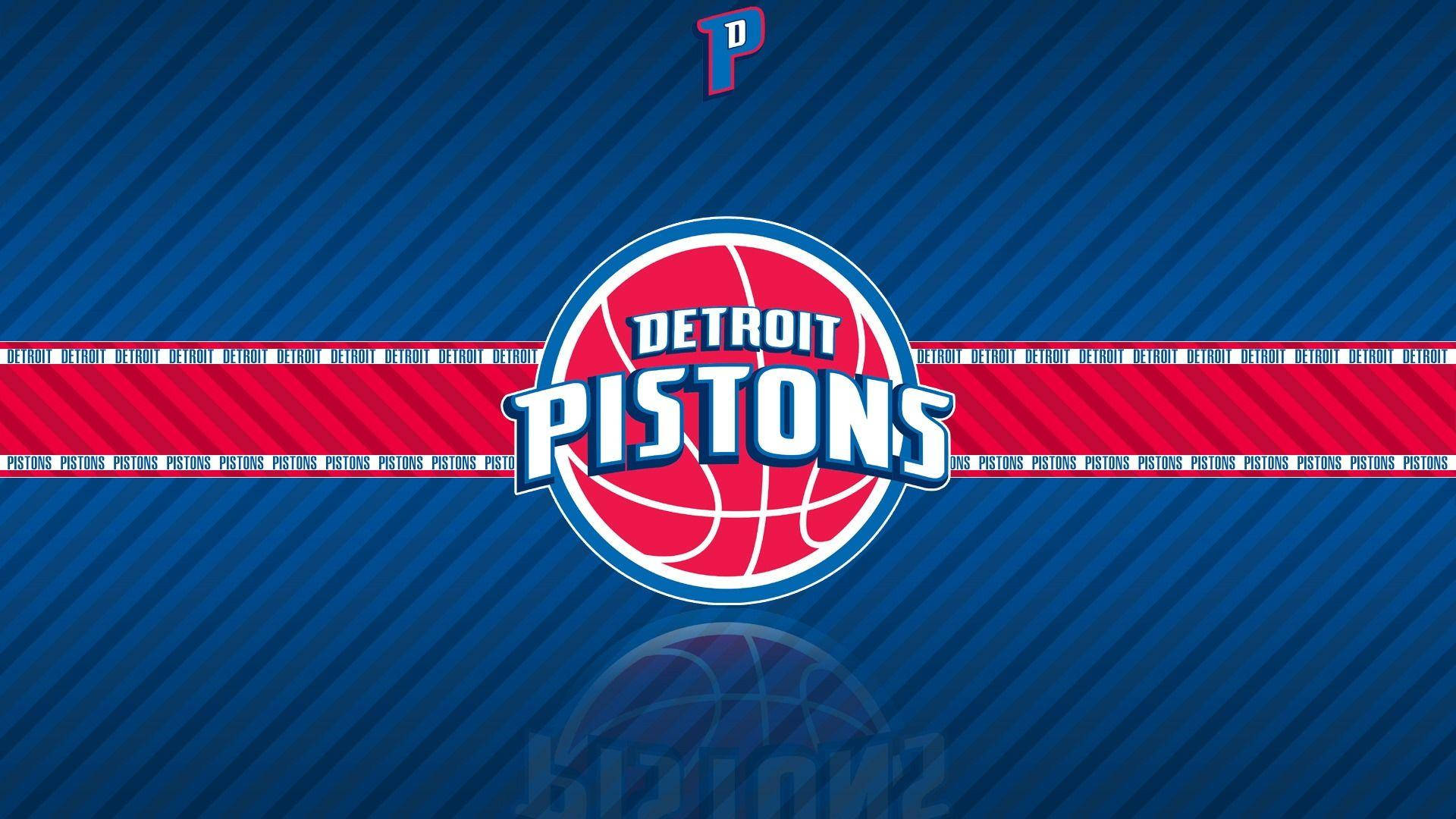 Detroit Pistons, two toned logo, blue diagonal striped background, Full HD Desktop Wallpaper
