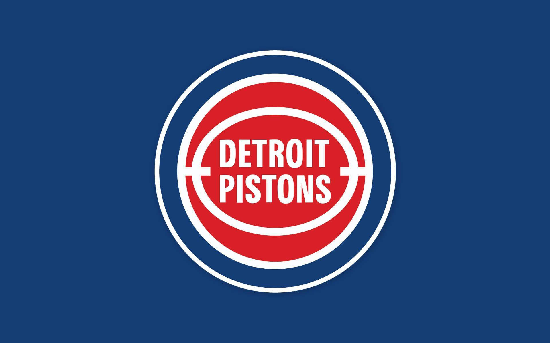 Detroit Pistons, blue background, red and white circular design, Full HD Desktop Wallpaper