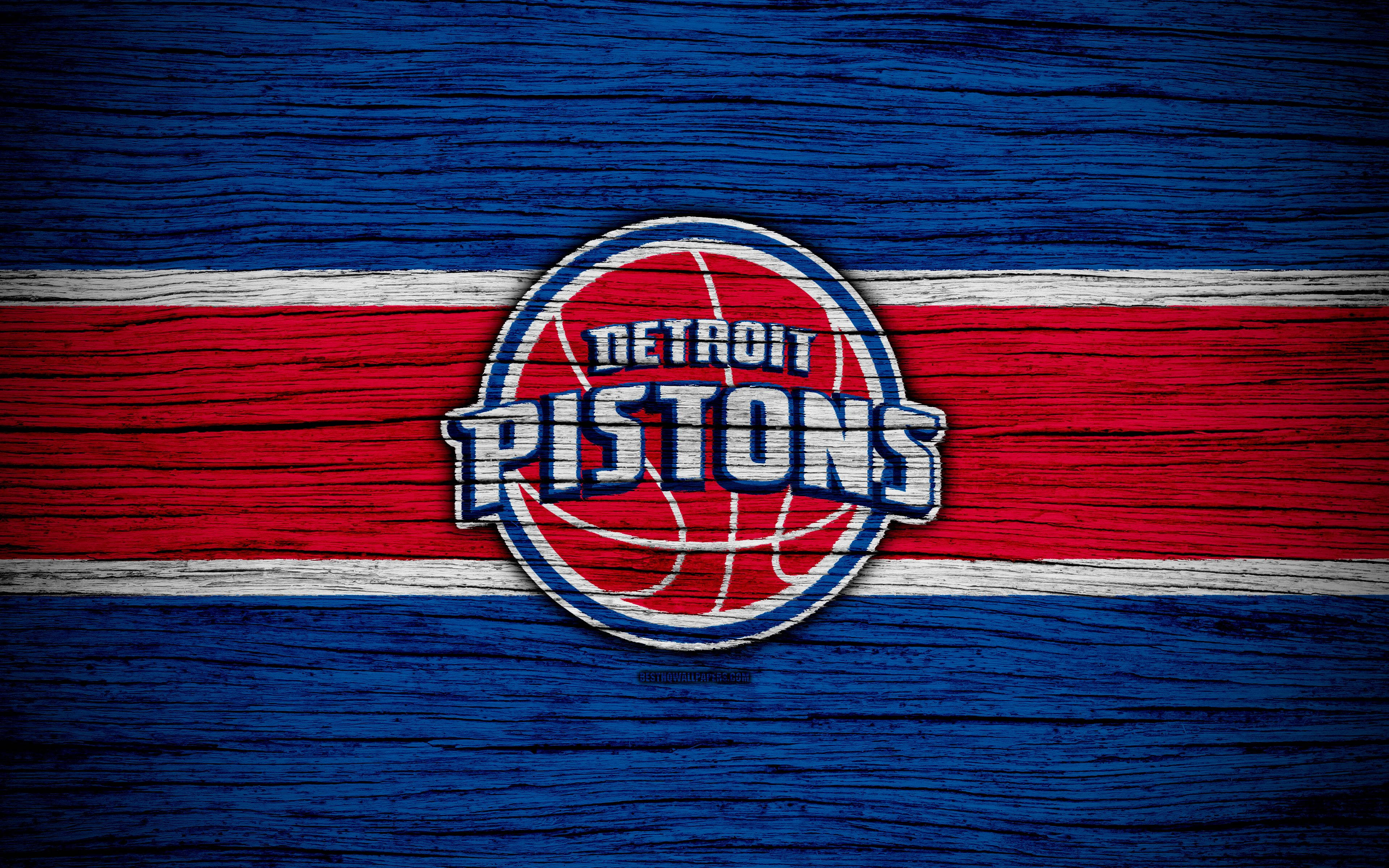 Detroit Pistons, red, blue, 4K Desktop Wallpaper
