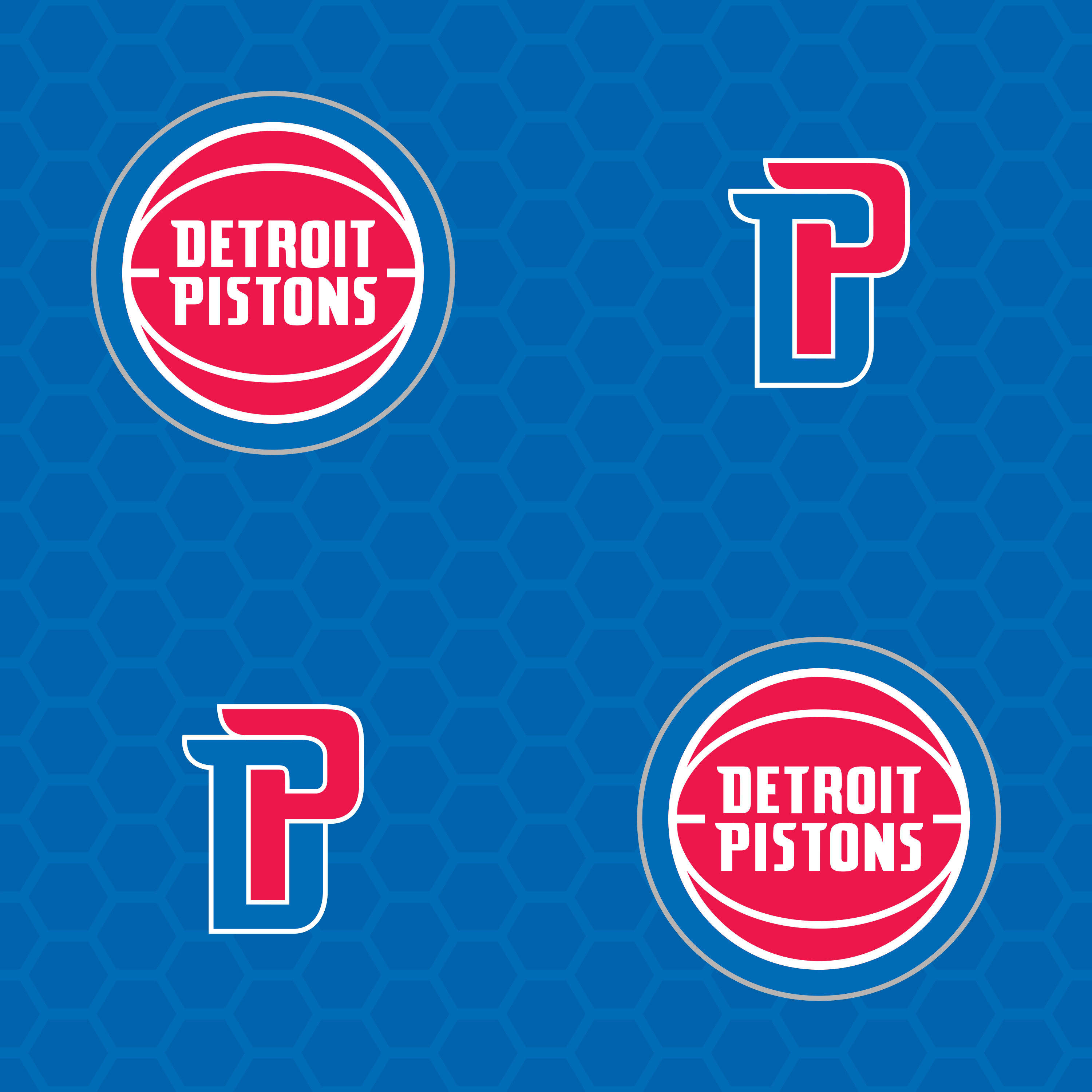 Detroit Pistons, blue, hexagonal patterned background, 2K Desktop Wallpaper