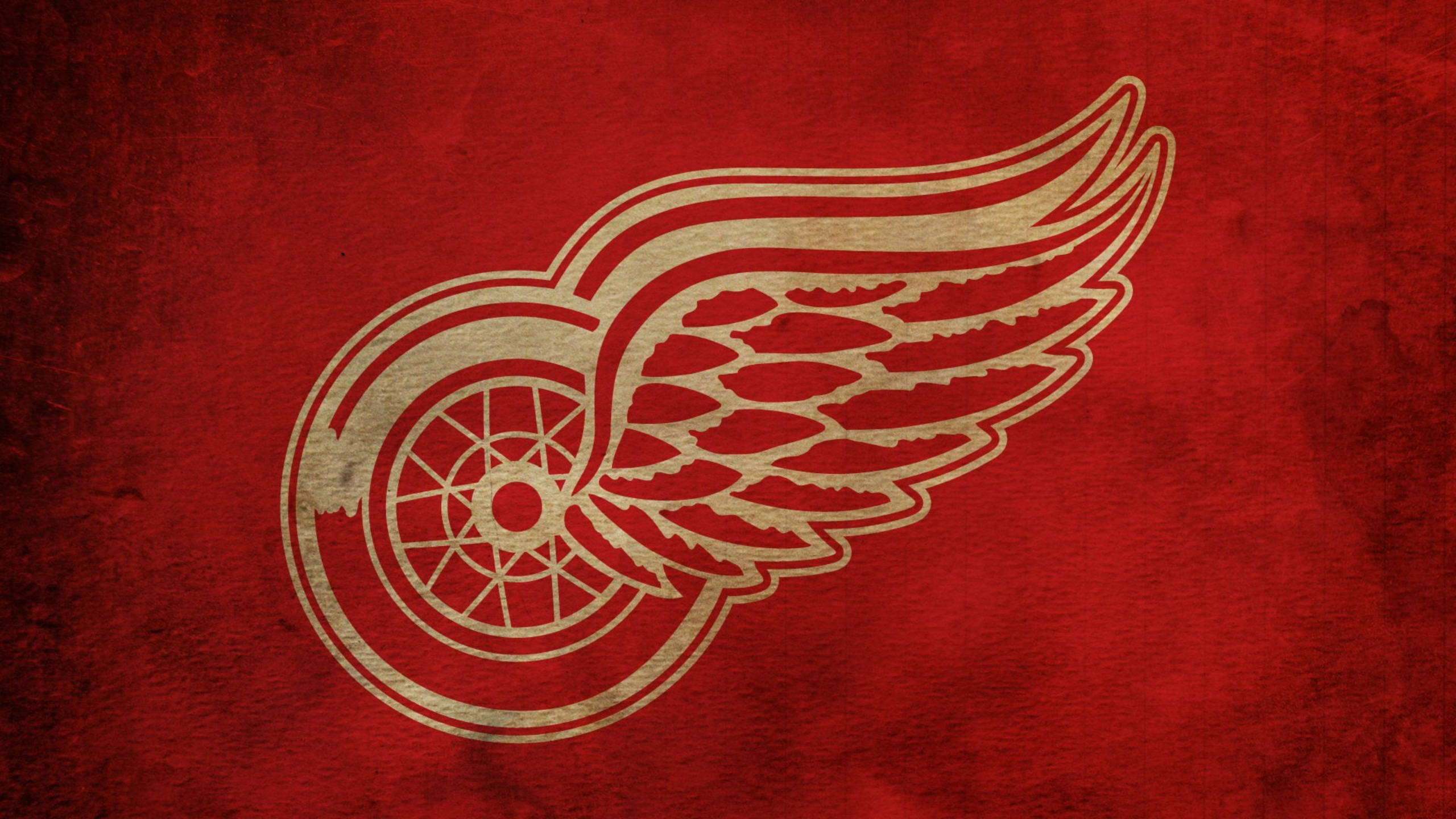 Detroit Red Wings, gold logo, vintage-style, 2K Desktop Wallpaper