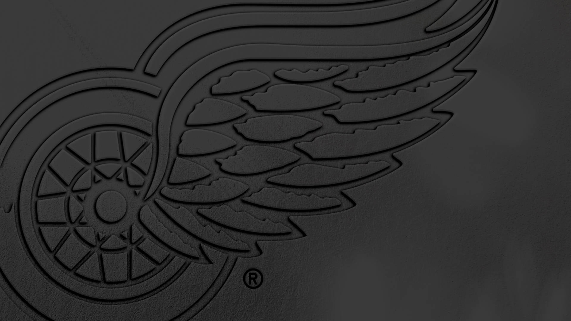matte black, Detroit Red Wings logo, textured dark gray leather, Full HD Desktop Wallpaper