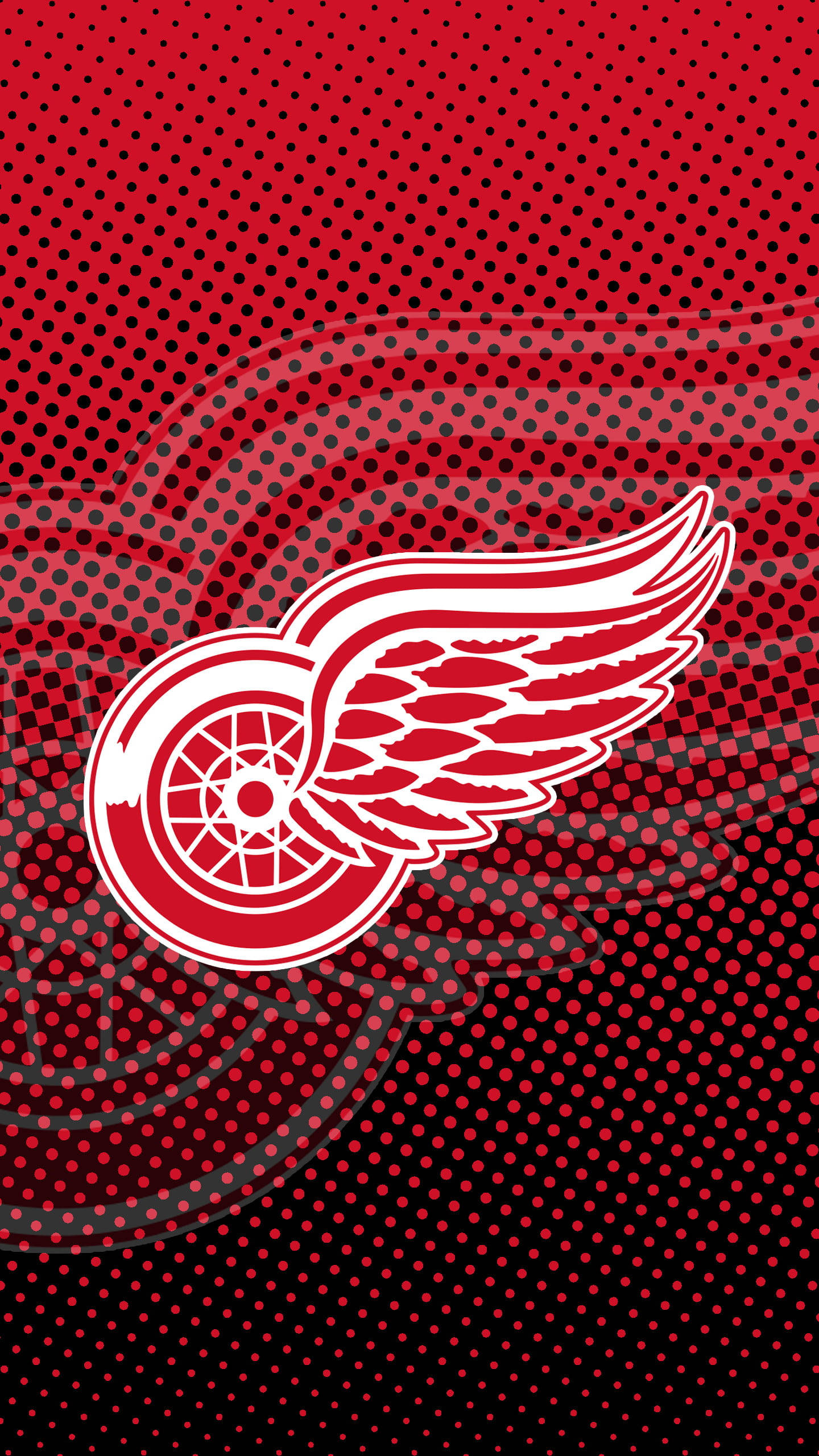 Detroit Red Wings, halftone art, red and white, 2K Phone Wallpaper