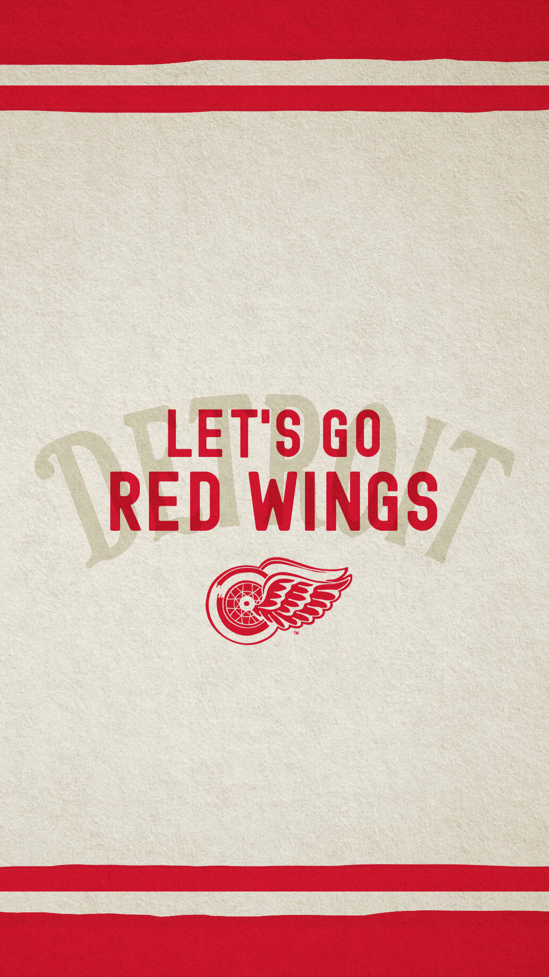 Detroit Red Wings, red and cream stripes, Detroit Red Wings logo, Full HD Phone Wallpaper
