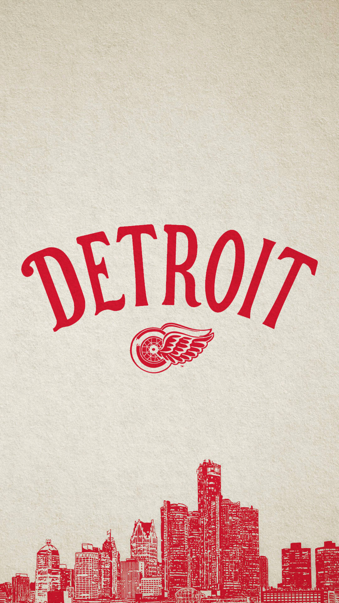 Detroit Red Wings, Red Detroit Red Wings logo, skyline silhouette, Full HD Phone Wallpaper