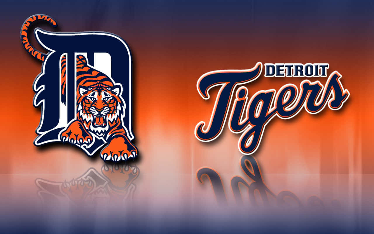 Detroit Tigers, roaring tiger mascot, script text, HD Desktop Wallpaper