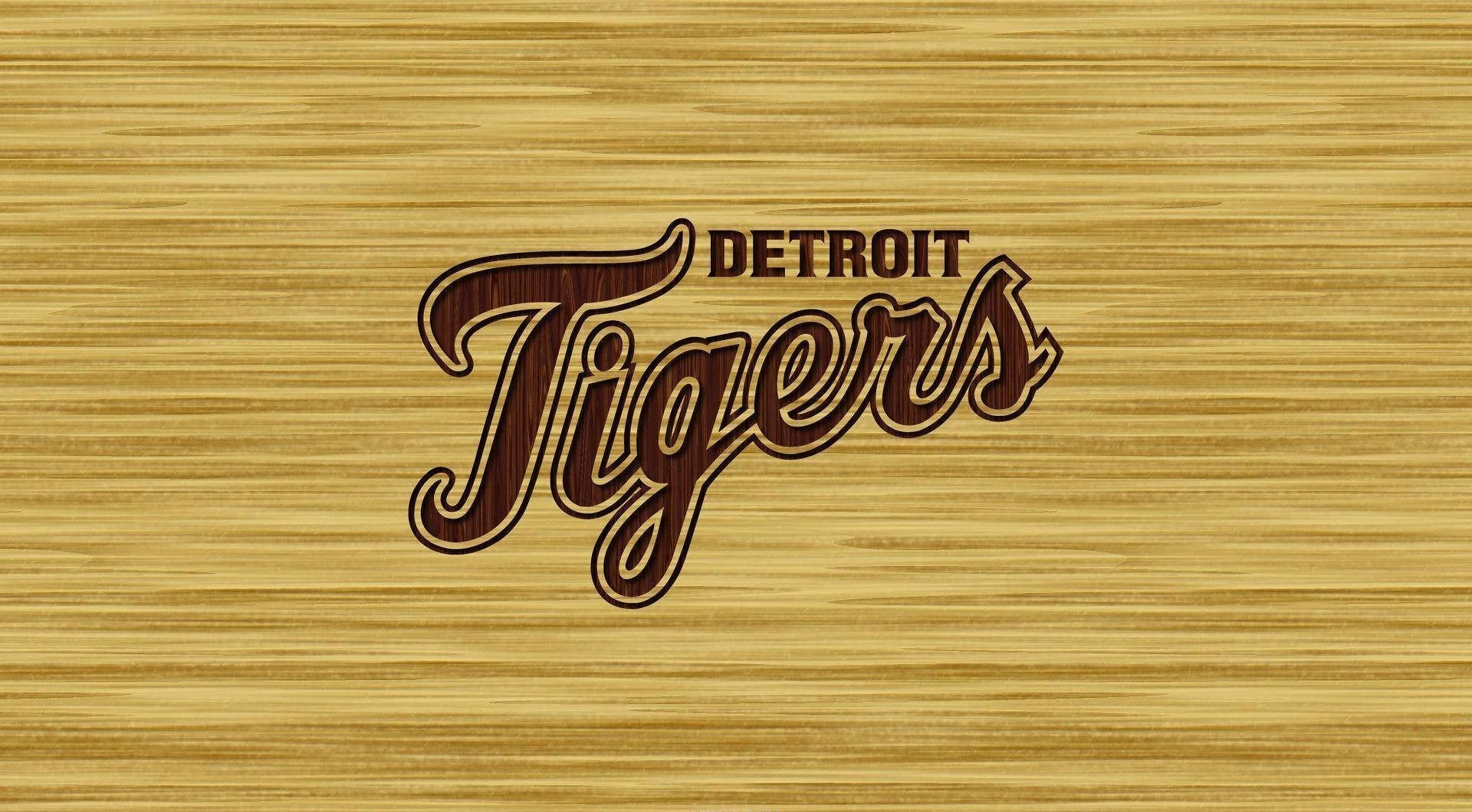 Detroit Tigers, wooden logo, textured wooden background, Full HD Desktop Wallpaper