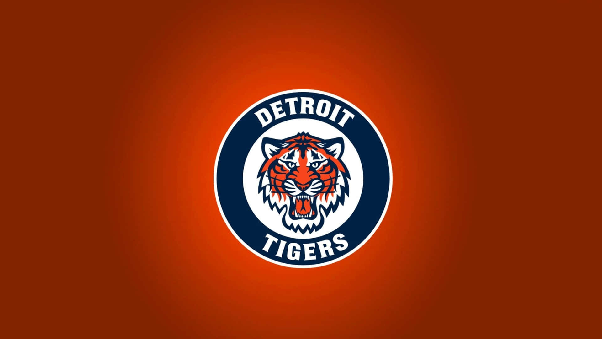 Detroit Tigers, roaring tiger head, gradient orange background, Full HD Desktop Wallpaper