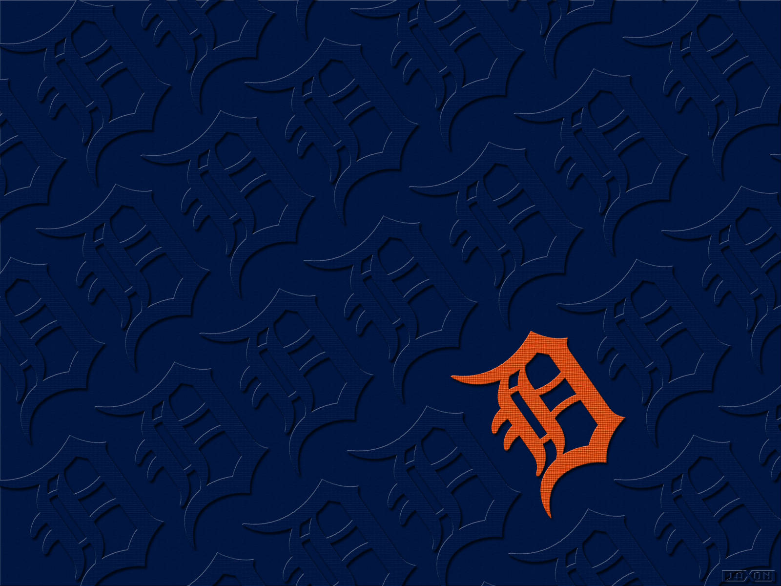 Detroit Tigers, blue pattern, orange Detroit Tigers logo, HD Desktop Wallpaper