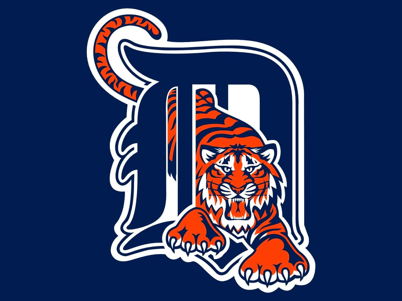 Detroit Tigers logo, orange tiger, black stripes, HD Desktop Wallpaper