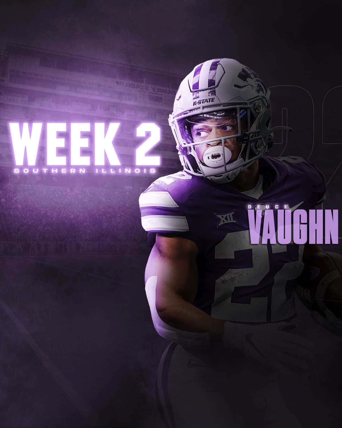 Deuce Vaughn, purple and white uniform, purple stadium lighting, HD Phone Wallpaper