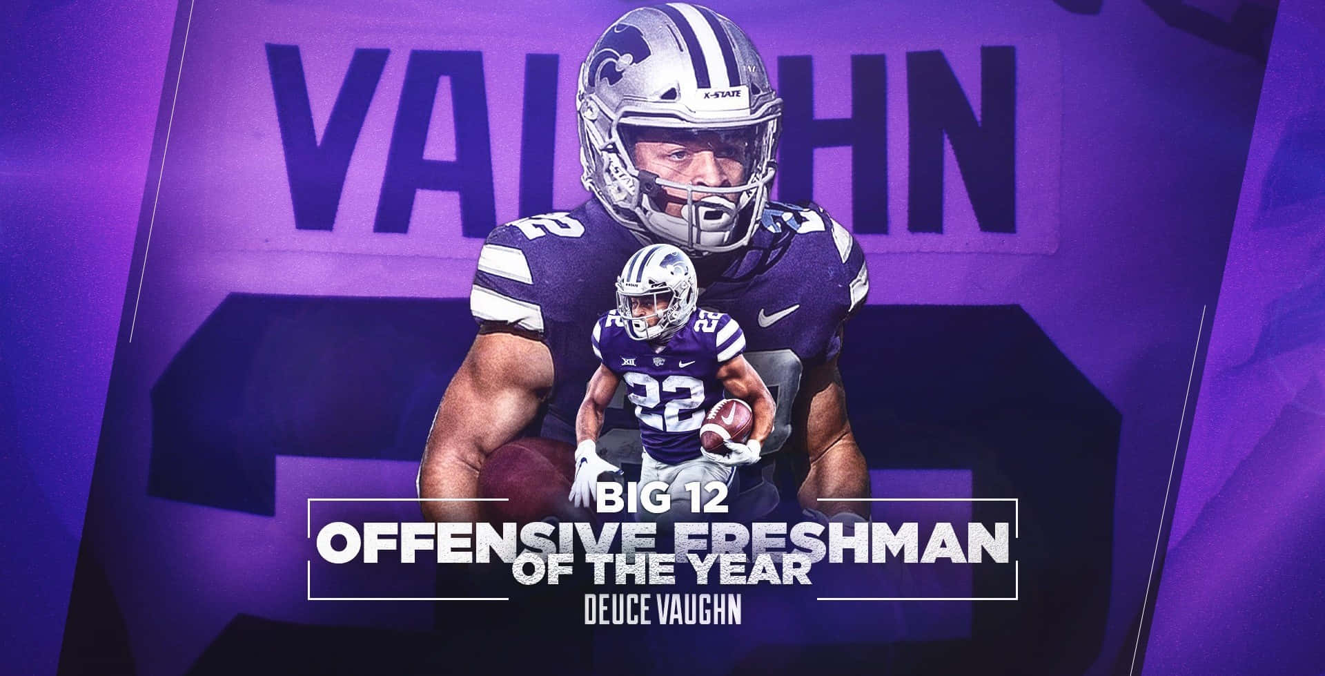Deuce Vaughn, Big12 Offensive Freshman of the Year, purple and silver gear, Full HD Desktop Wallpaper