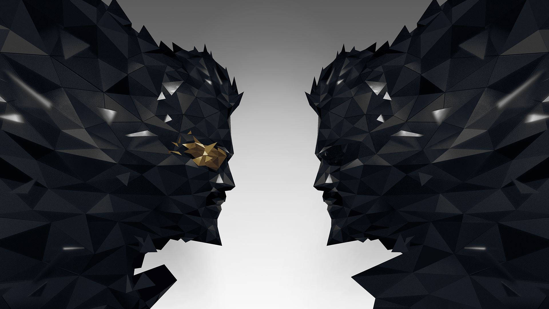 Deus Ex Mankind Divided, black faces, golden star, Full HD Desktop Wallpaper