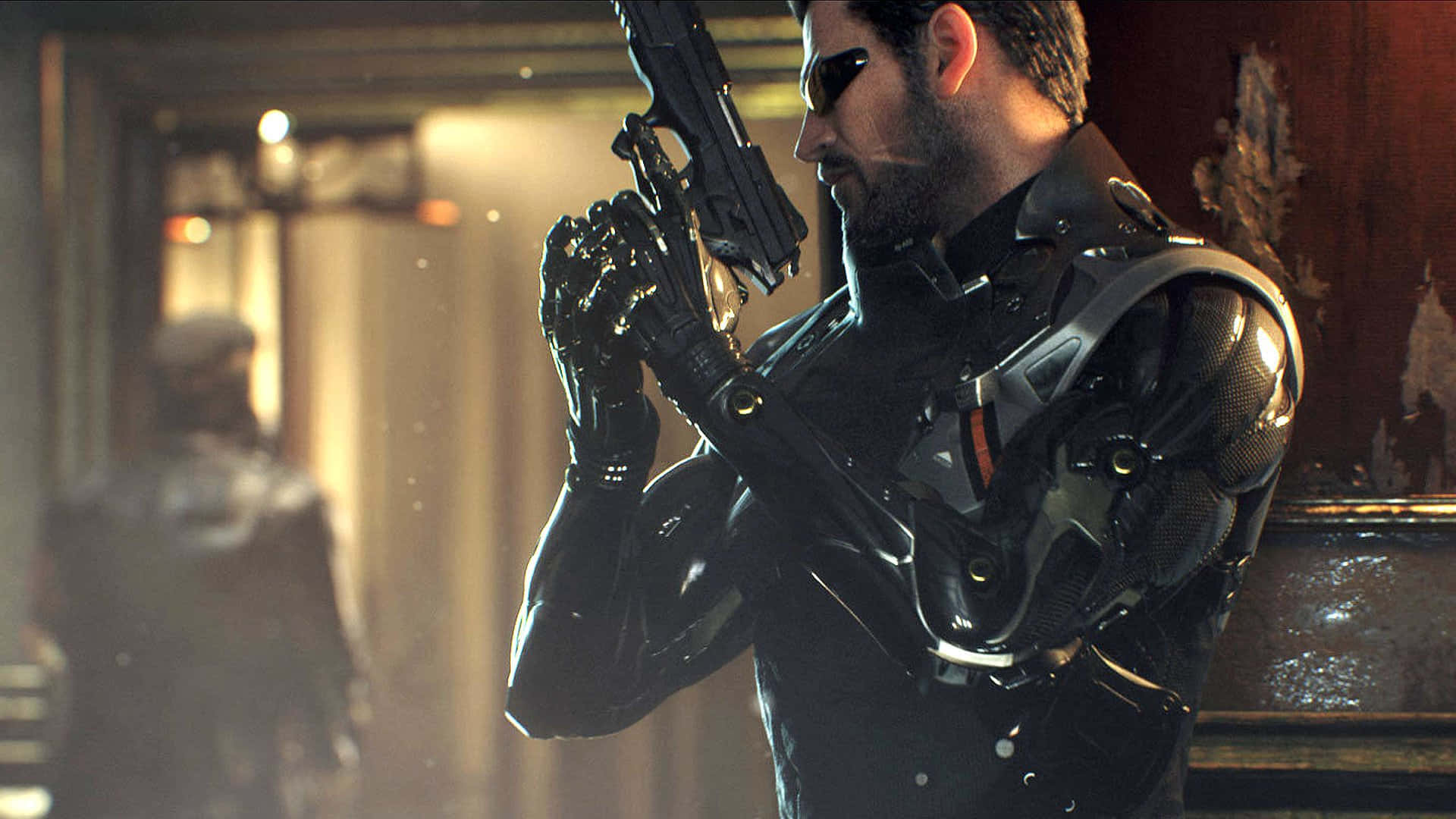 Mankind Divided, cybernetic assassin, sleek black armor, Full HD Desktop Wallpaper