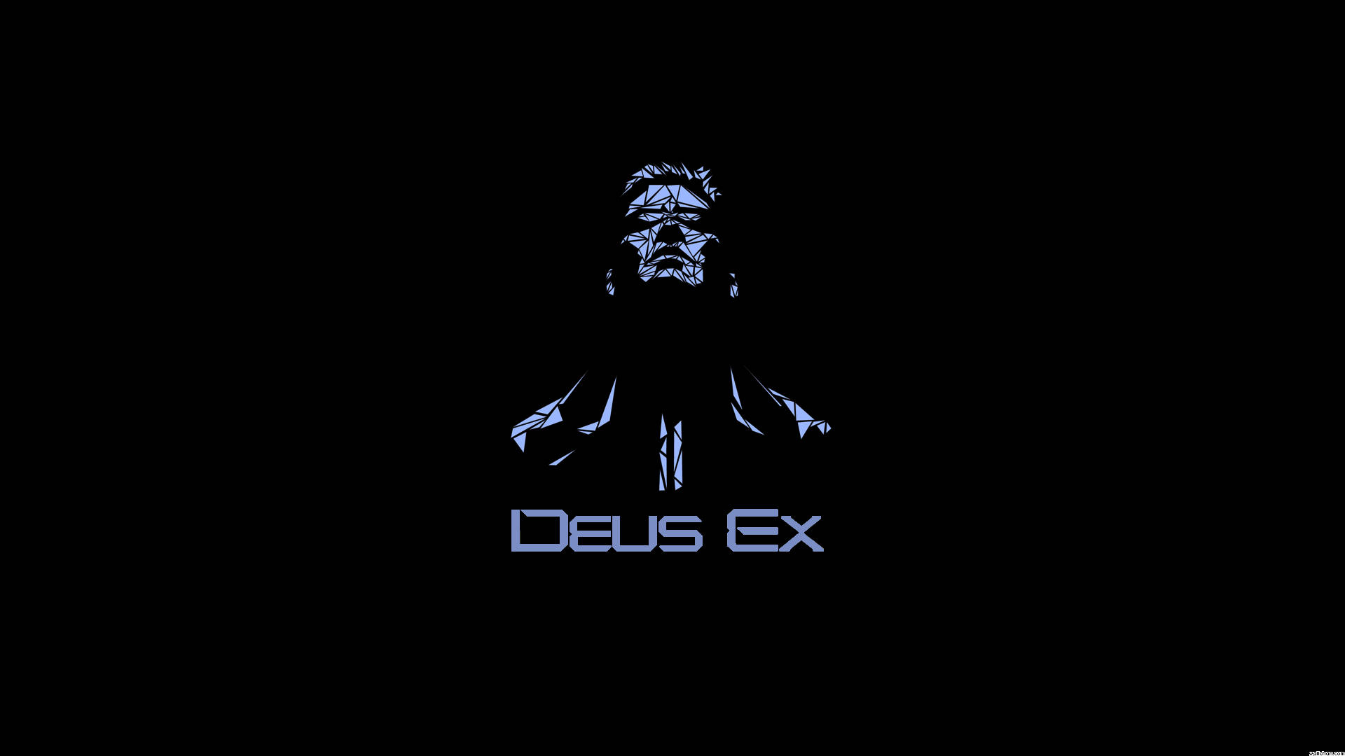 Deus Ex, blue, geometric figure, Full HD Desktop Wallpaper