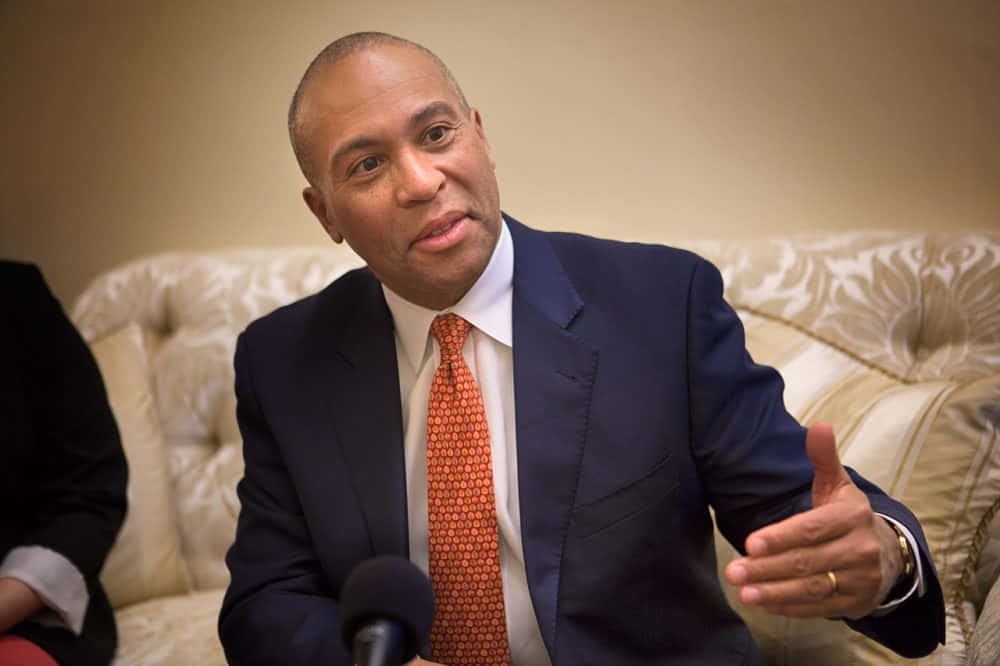 Deval Patrick, navy suit, orange patterned tie, SD Desktop Wallpaper
