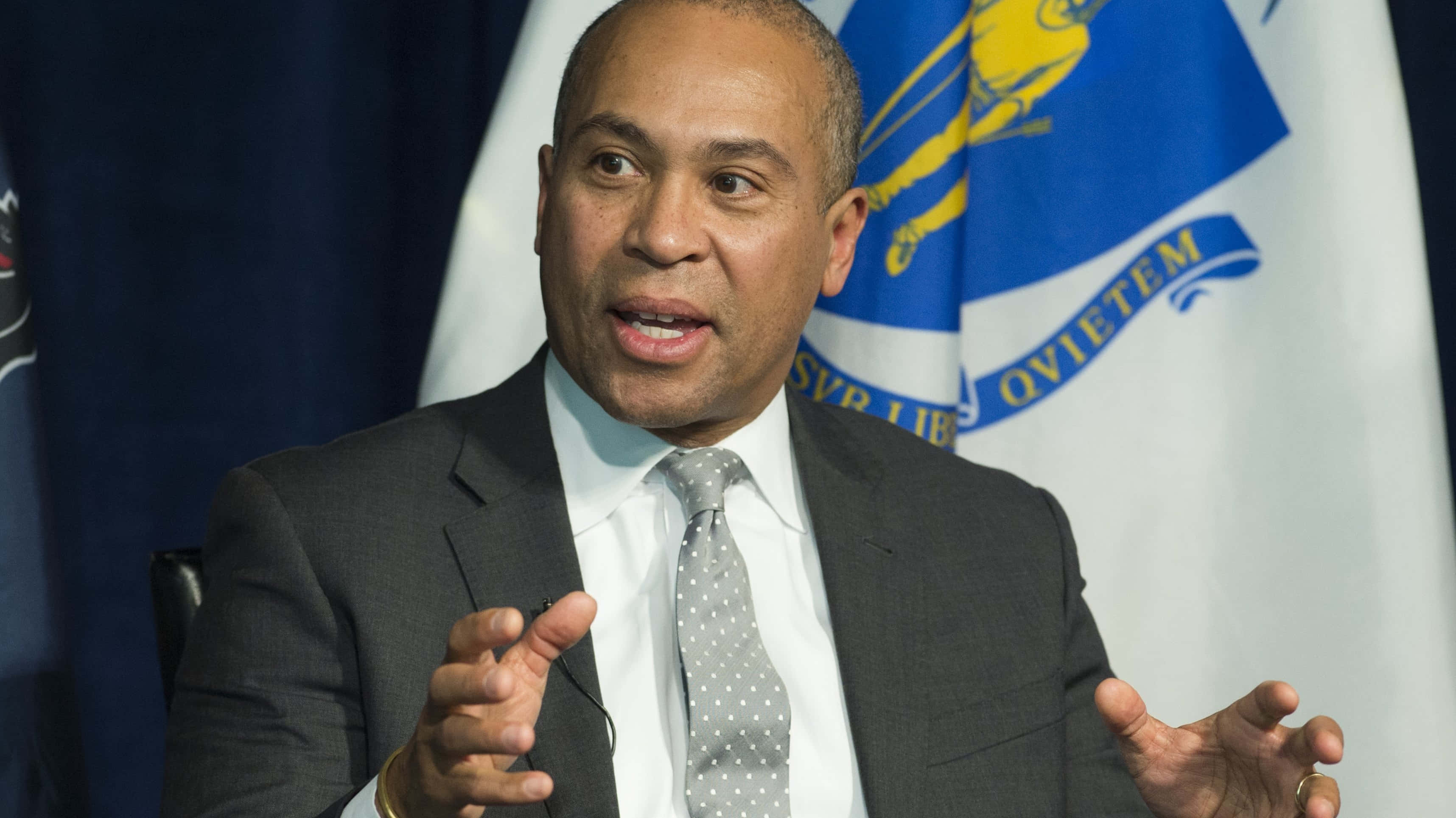 Deval Patrick, dark suit, patterned tie, 2K Desktop Wallpaper