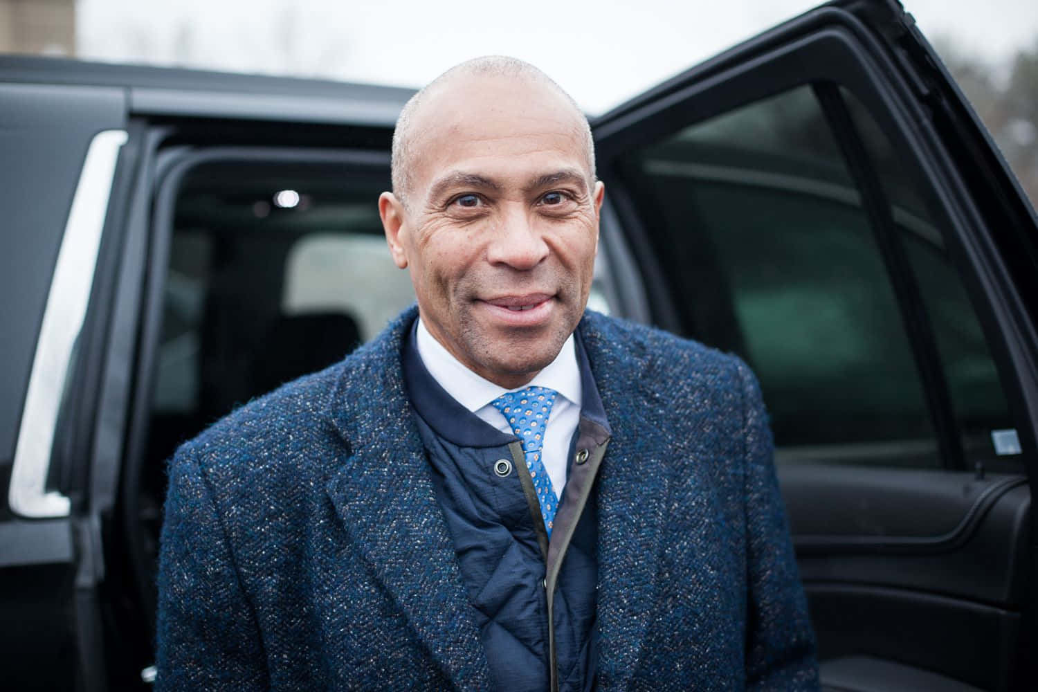 Deval Patrick, black SUV, blue tweed coat, HD Desktop Wallpaper