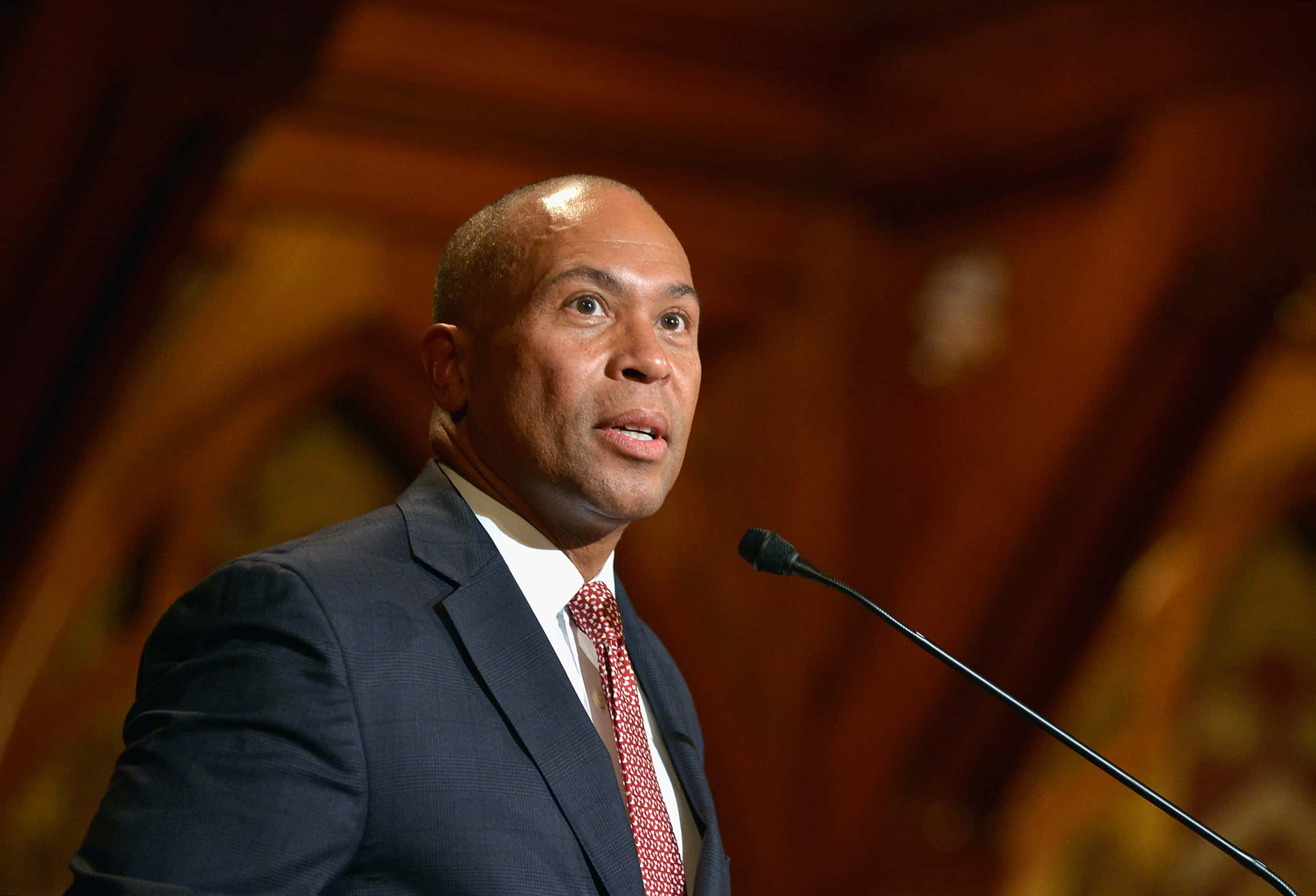 Deval Patrick, dark suit, red patterned tie, Full HD Desktop Wallpaper