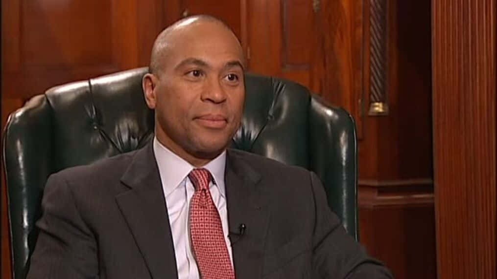 Deval Patrick, green leather chair, dark suit, SD Desktop Wallpaper