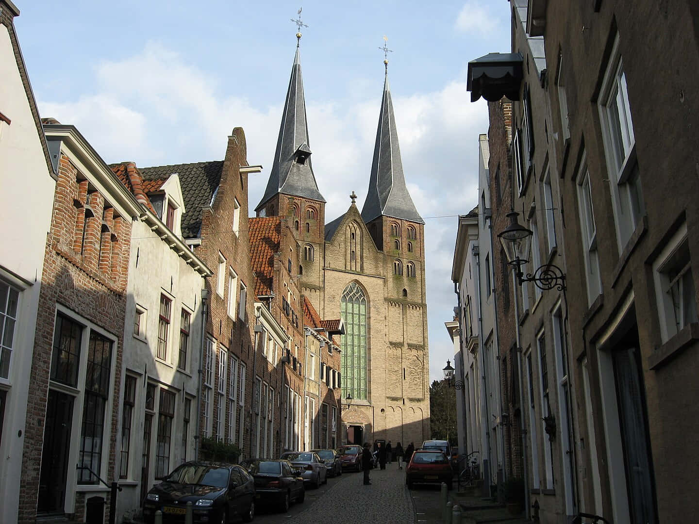 Deventer, historic street, church, HD Desktop Wallpaper
